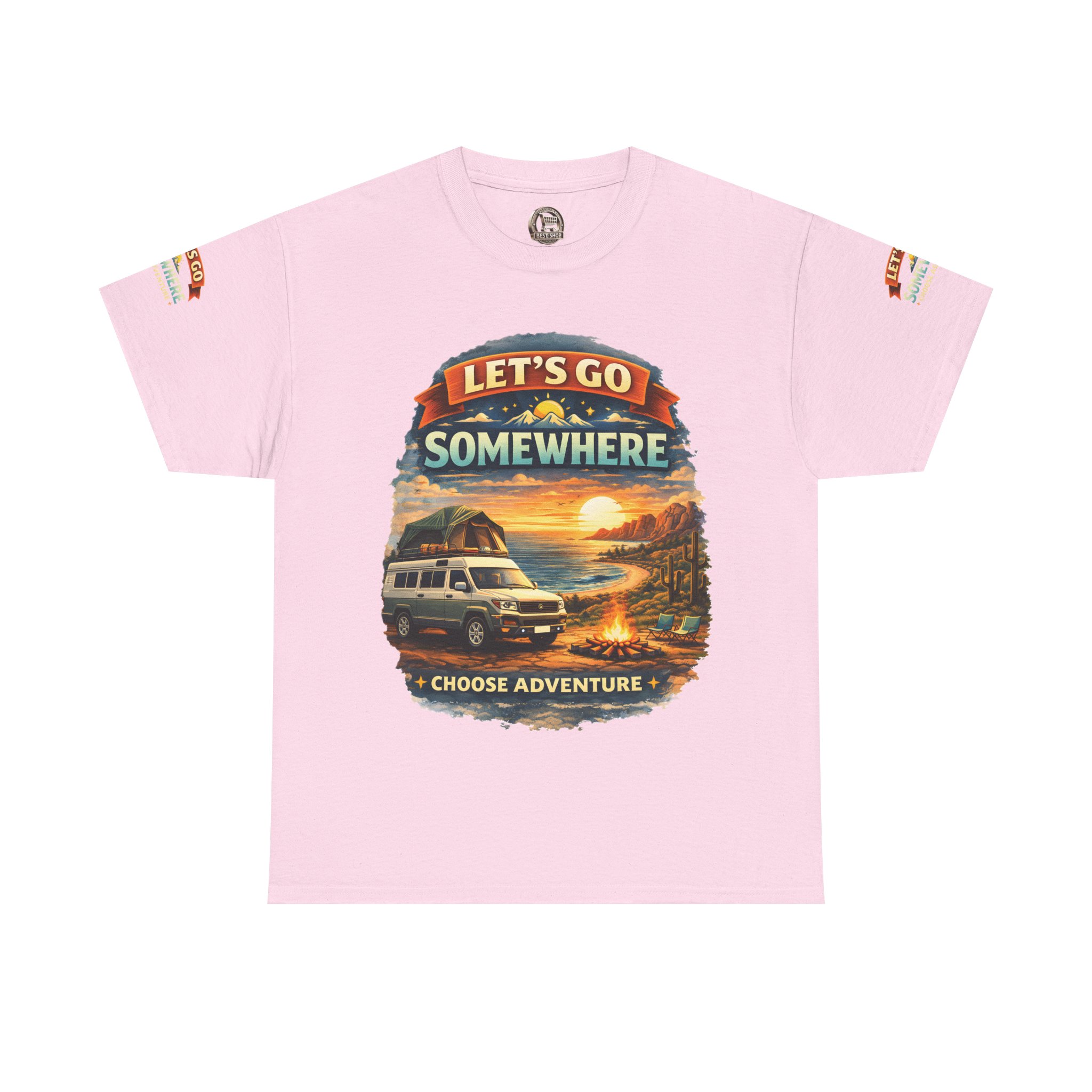 Unisex Heavy Cotton Tee — "Lets Go Somewhere" Design Scenic-Line
