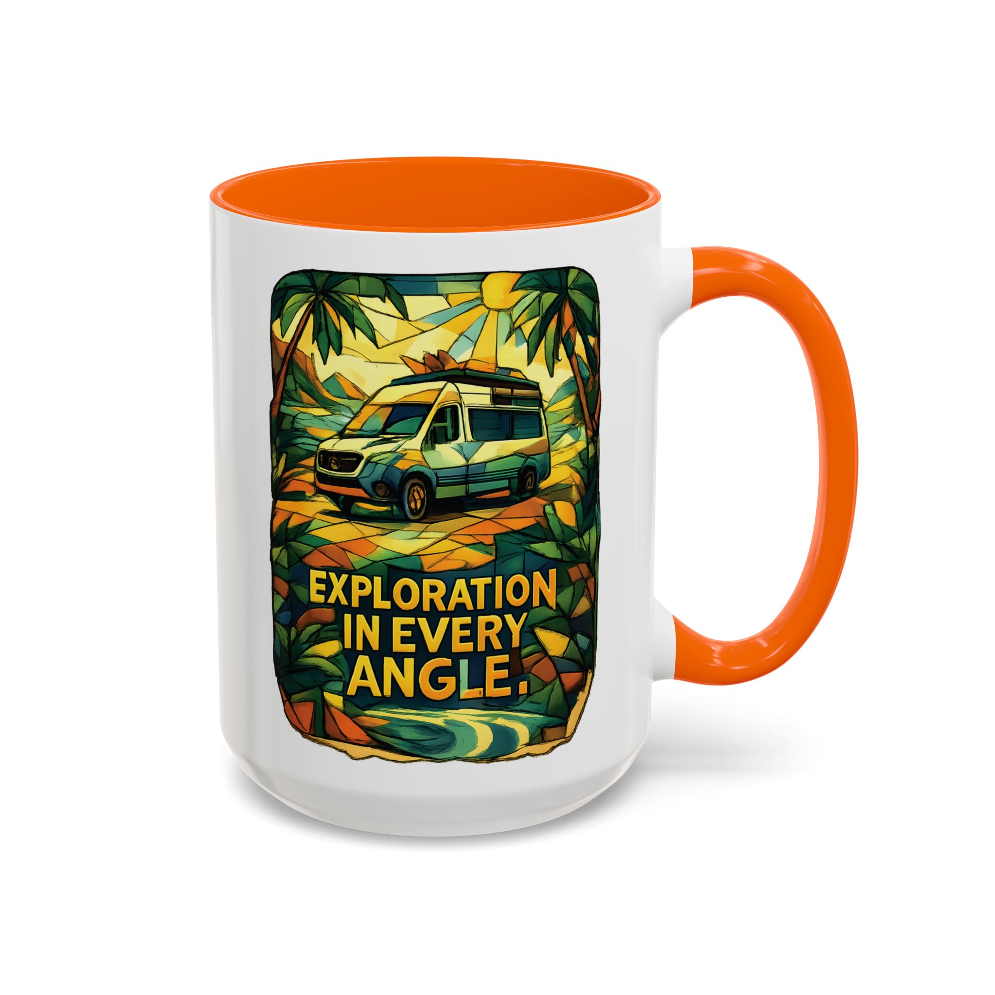 Accent Coffee Mug (11, 15oz) — "Exploration In Every Angle" Design Cubic-Line