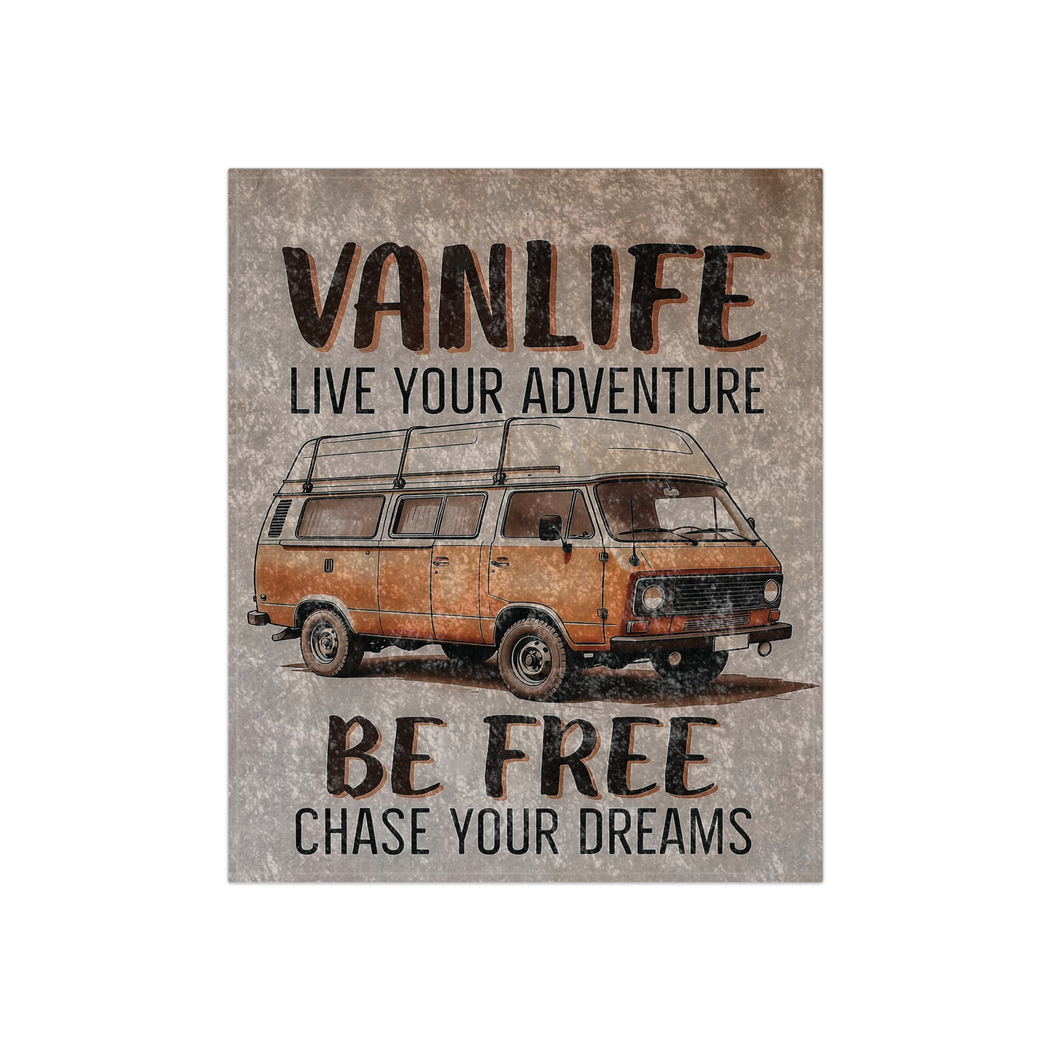 Crushed Velvet Blanket — Vanlife "Be Free, Chase Your Dreams" Cozy Throw