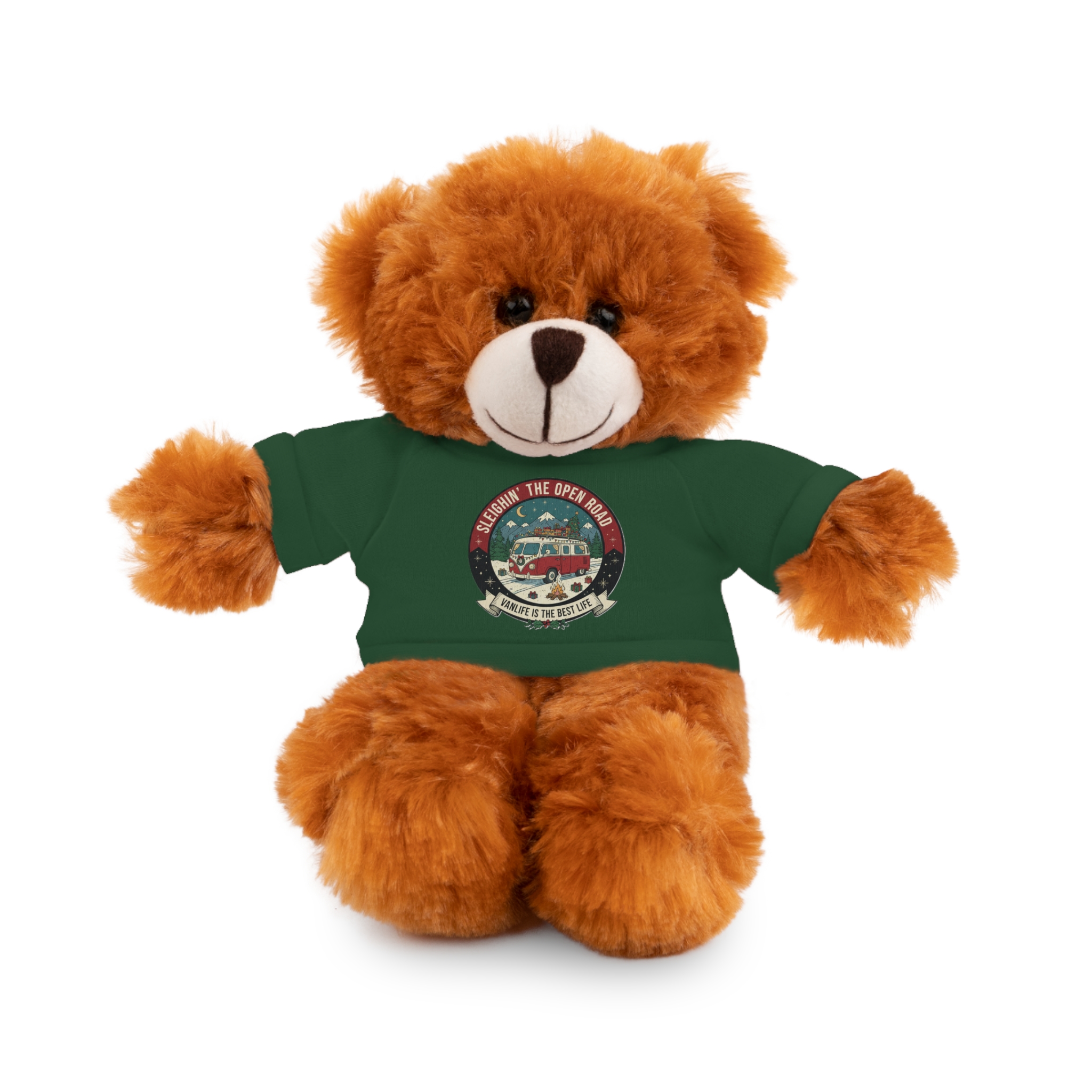 Happy Camper Teddy Bear with 'Sleighin The Open Road-Vanlife Is The Best Life' Tee