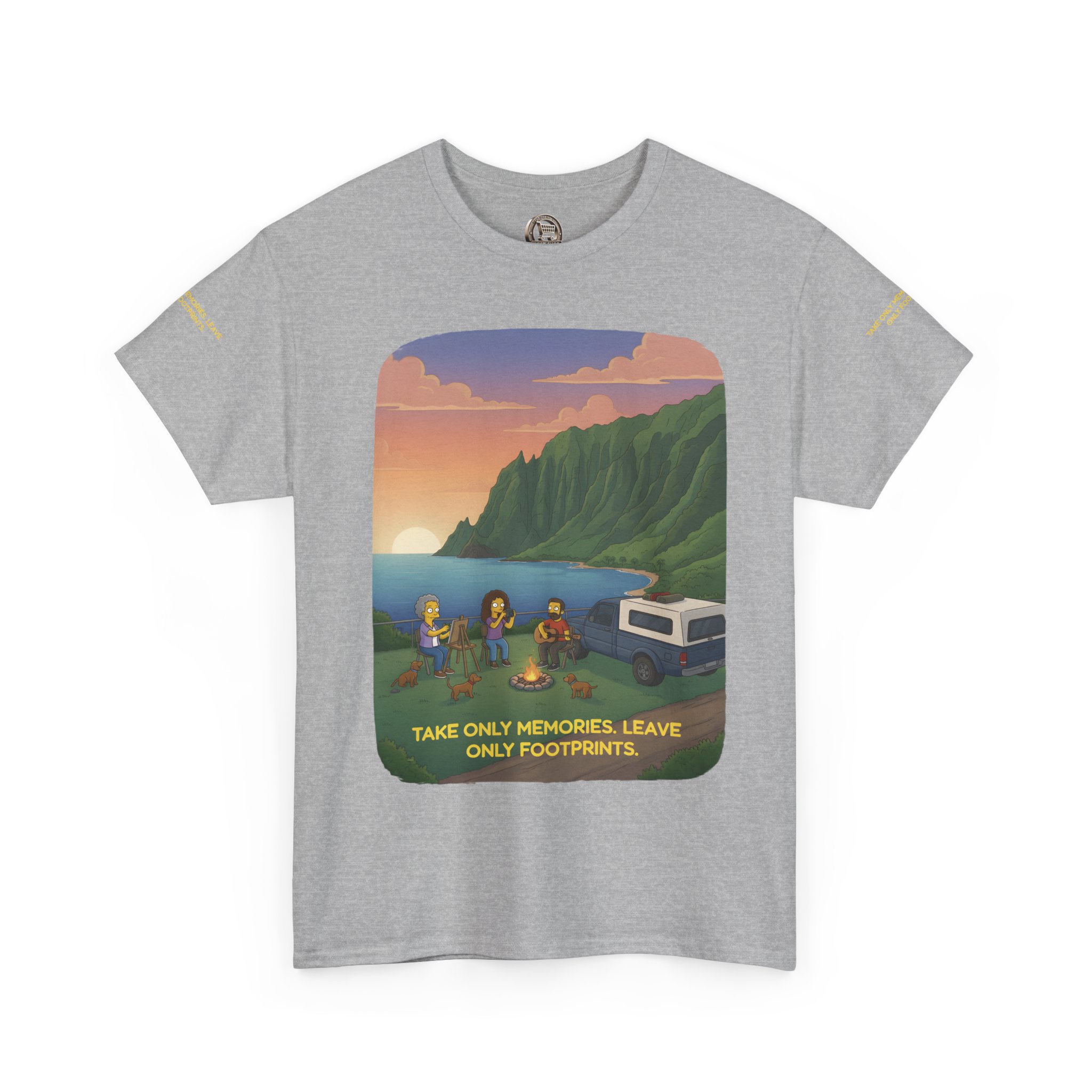Unisex Heavy Cotton Tee — "Take Only Memories-Leave Only Footprints" Design Sitcom-Line
