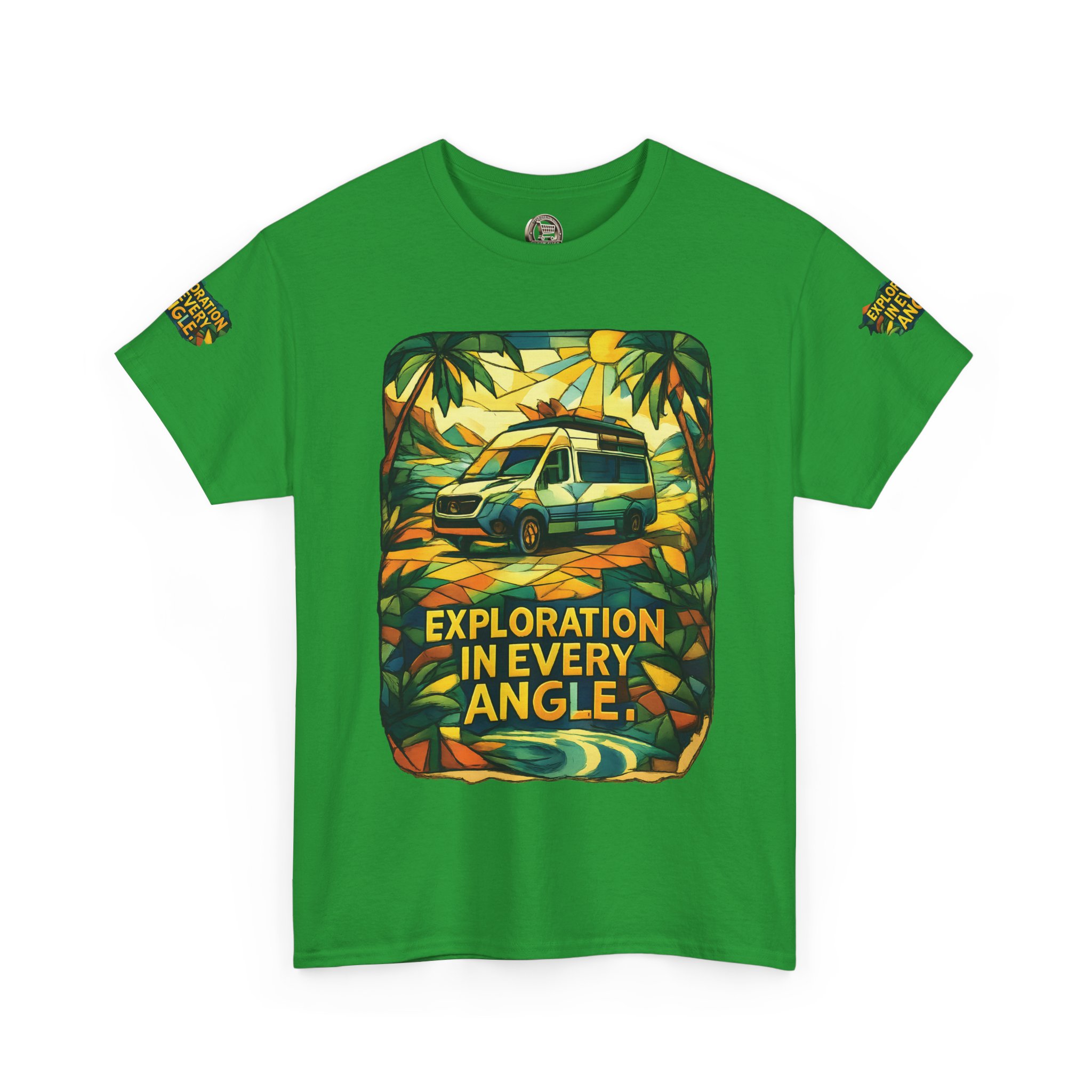 Unisex Heavy Cotton Tee — "Exploration In Every Angle" Design Cubic-Line
