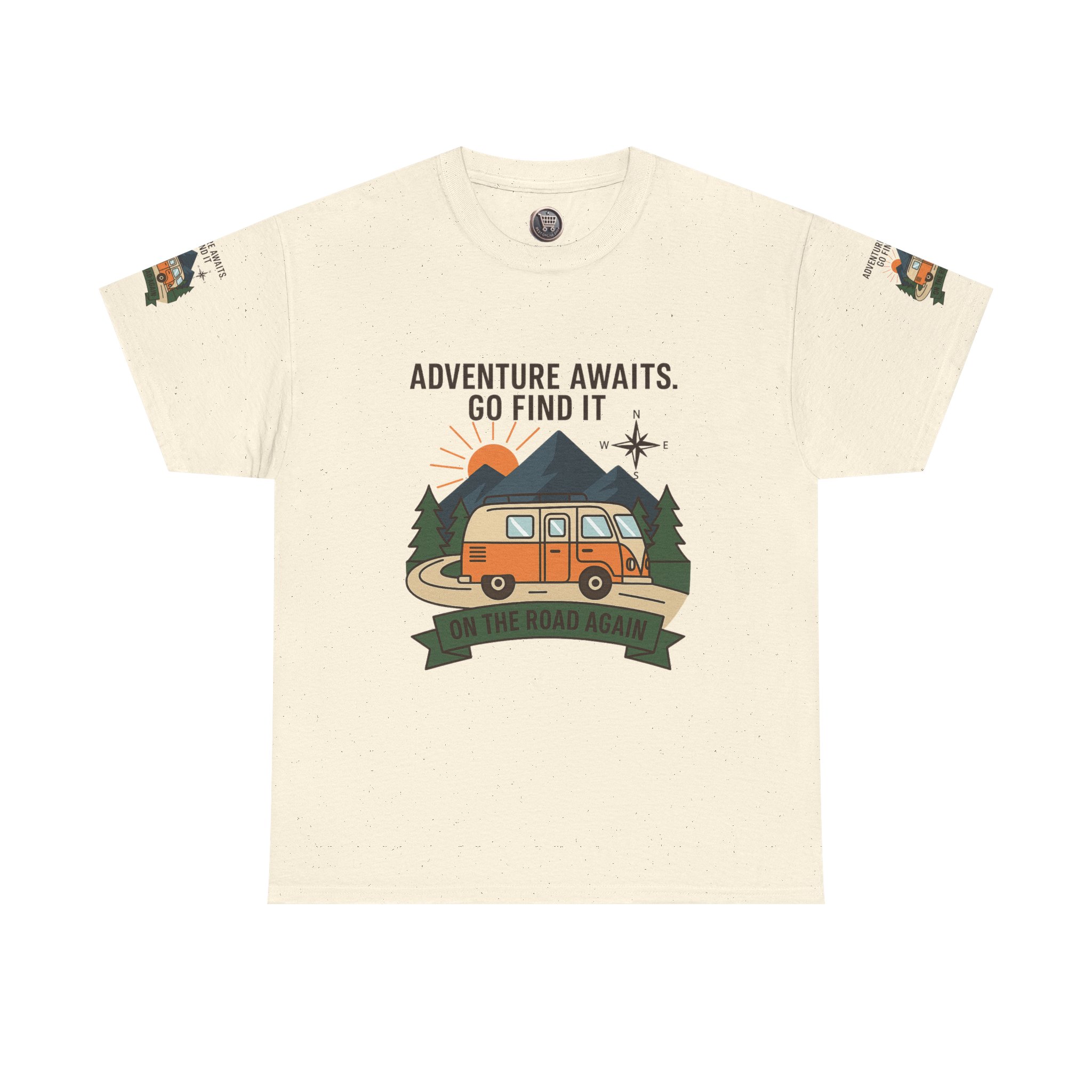 10452201999448877117_2048.jpeg Unisex Heavy Cotton Tee — 'Adventure Awaits. Go Find It' Camper Van T‑Shirt