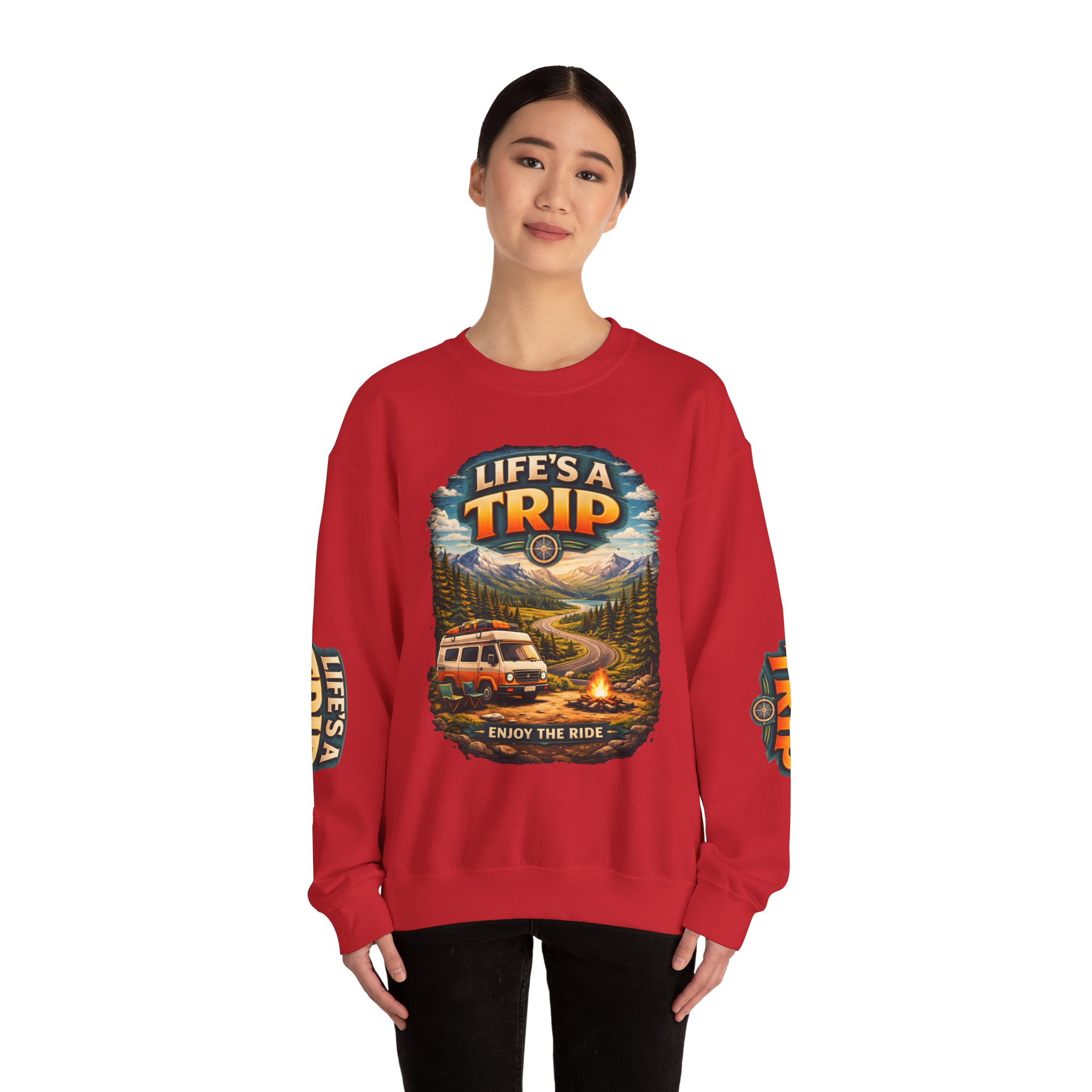 Unisex Heavy Blend™ Crewneck Sweatshirt — "Life s A Trip" Design Scenic-Line