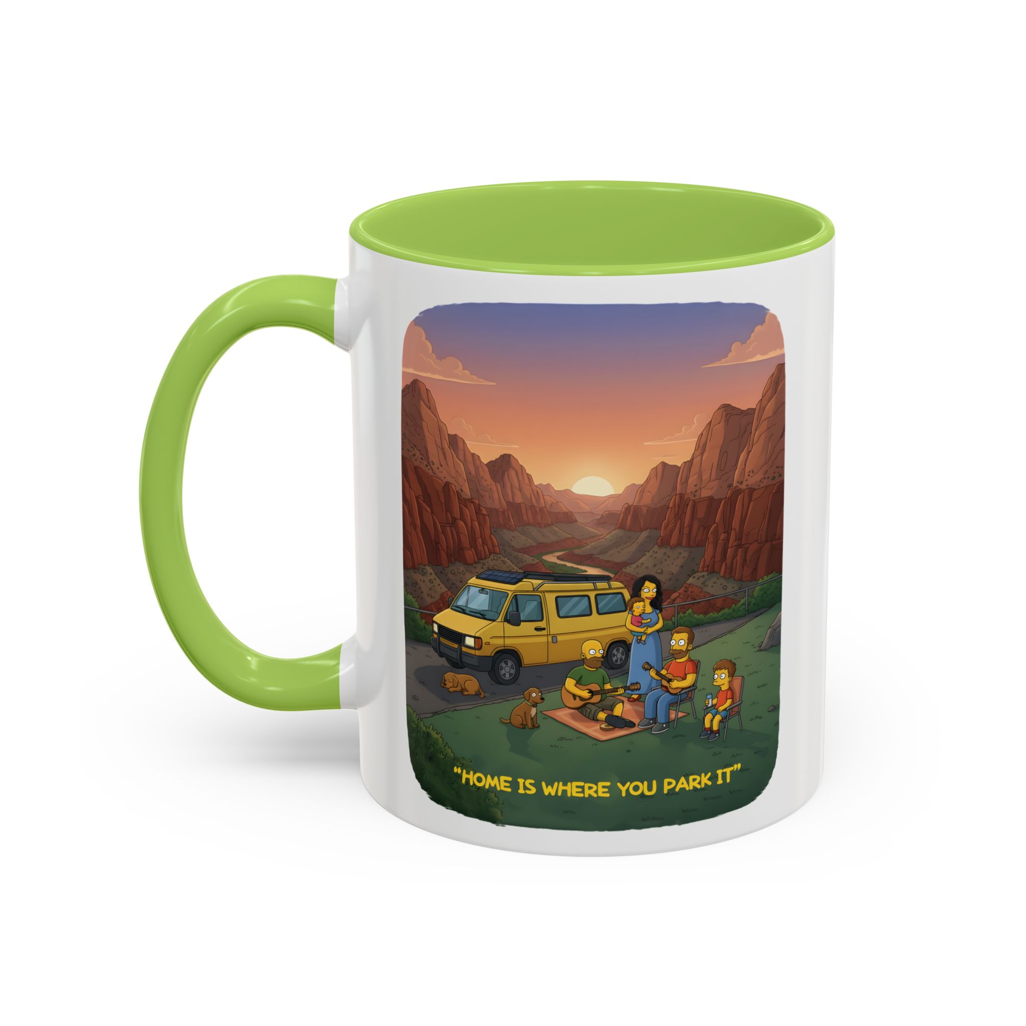 Accent Coffee Mug (11, 15oz) — "Home Is Where You Park It" Design Sitcom-Line