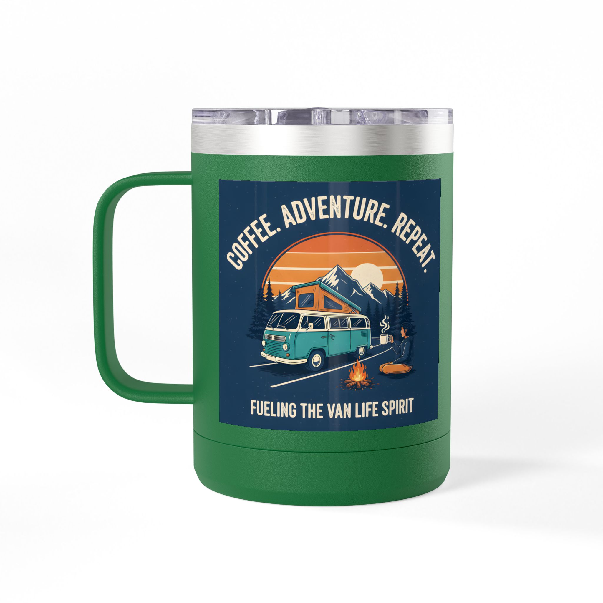 Coffee Mug Tumbler, 15oz — “Coffee. Adventure. Repeat.”