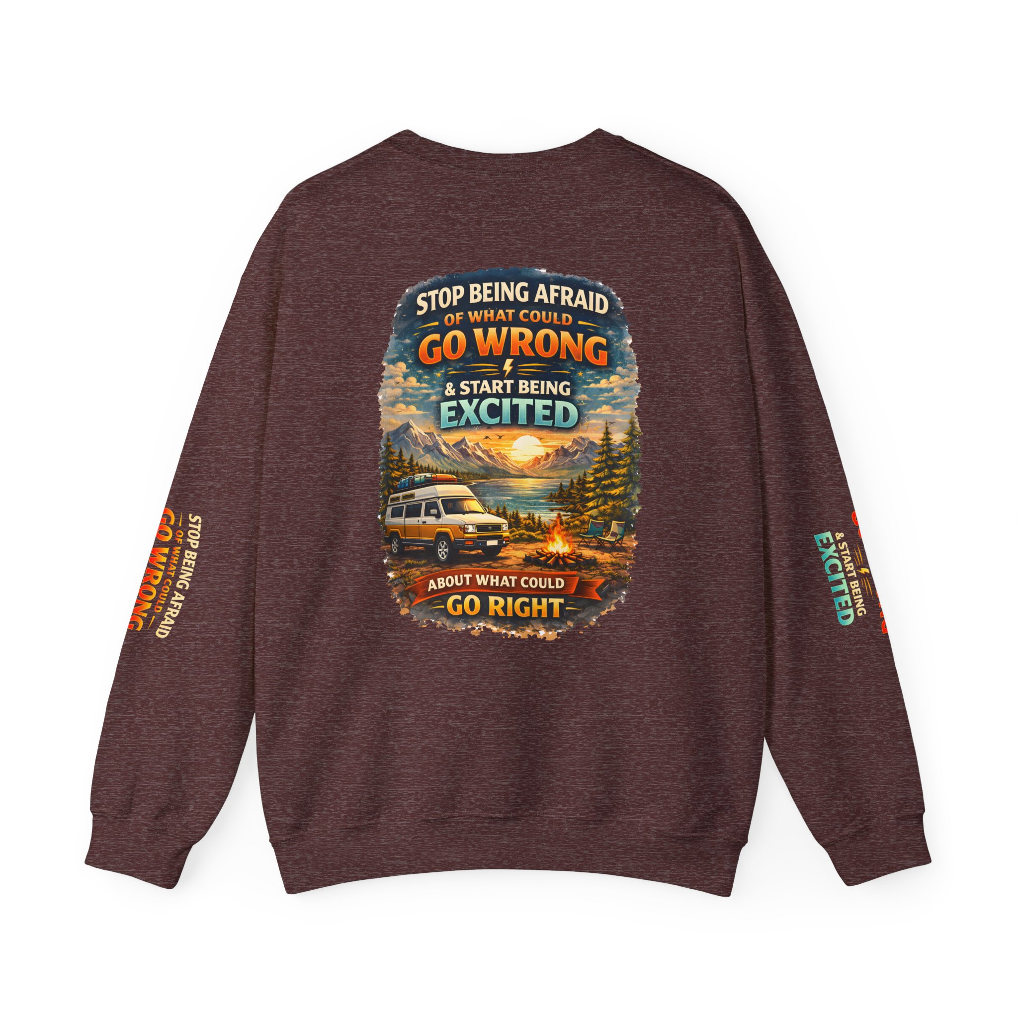 Unisex Heavy Blend™ Crewneck Sweatshirt — "Stop Being Afraid Of What Could Go Wrong" Design Scenic-Line