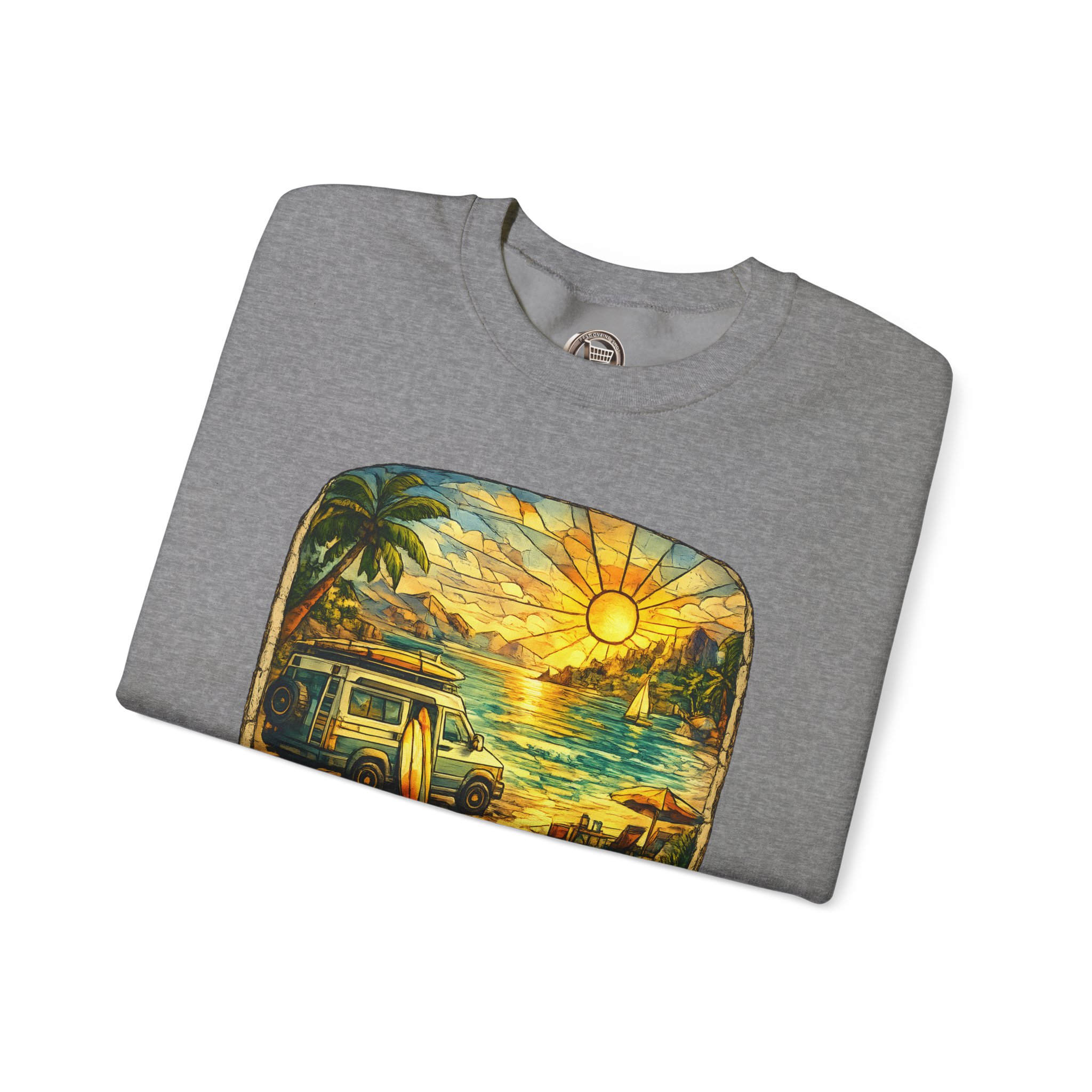 Unisex Heavy Blend™ Crewneck Sweatshirt — "Time To Roam Free" Design Cubic-Line