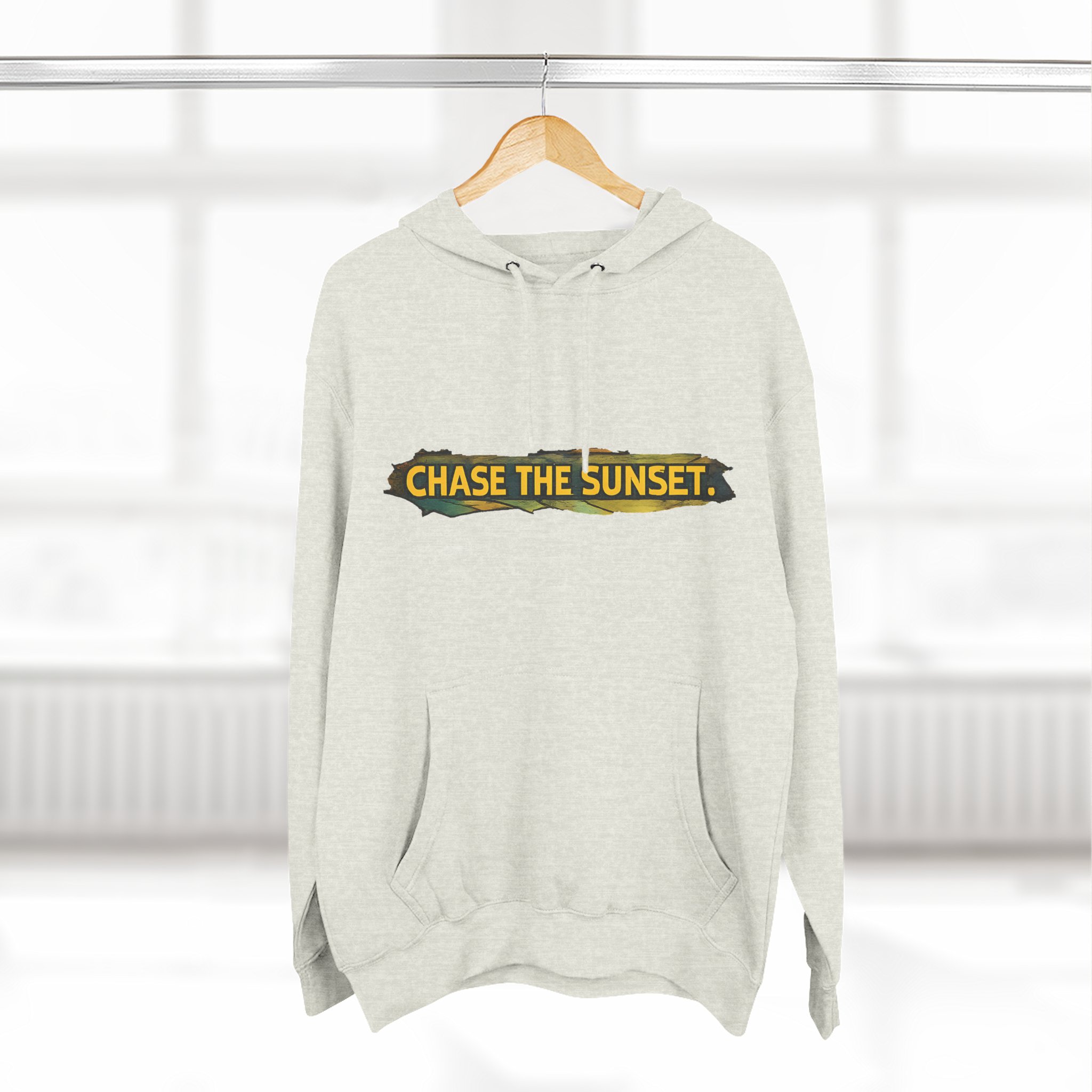 Three-Panel Fleece Hoodie - "Chase The Sunset" Design Cubic-Line