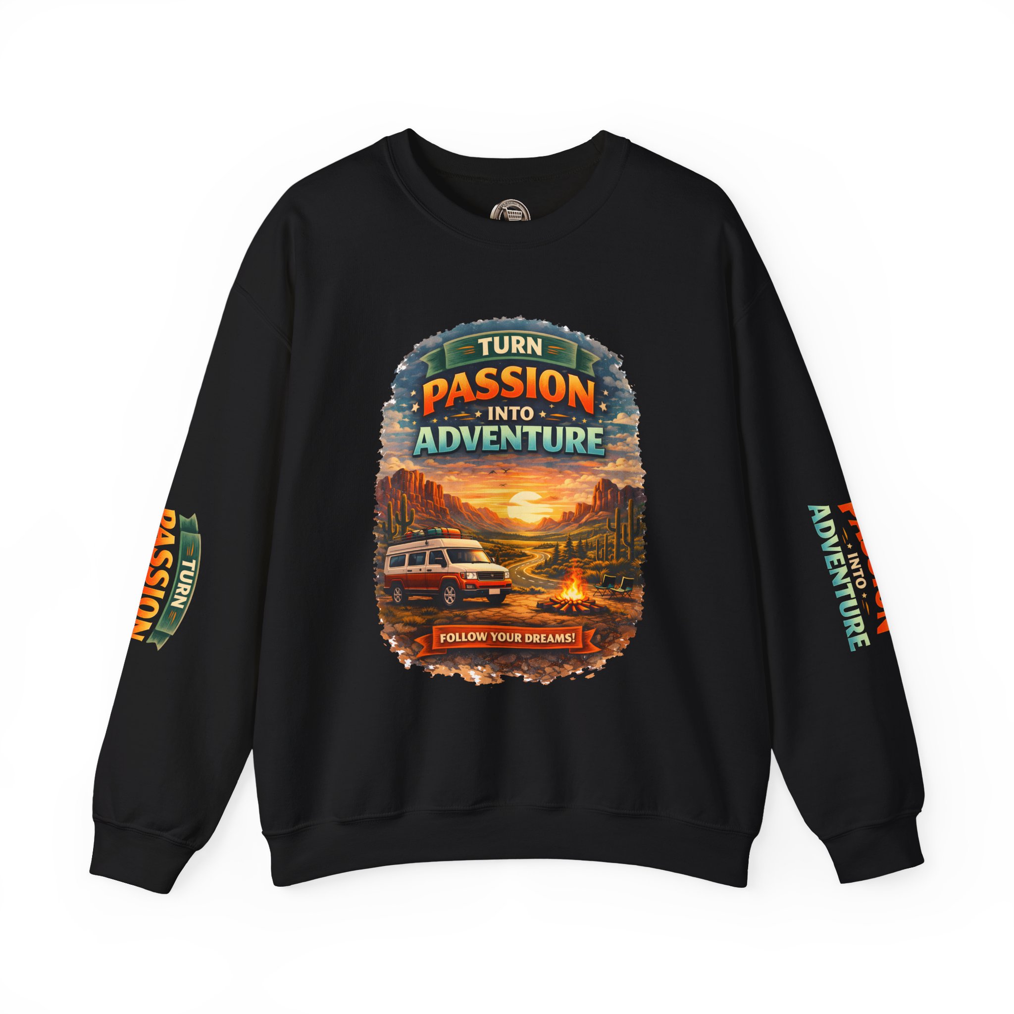 Unisex Heavy Blend™ Crewneck Sweatshirt — "Turn Passion Into Adventure" Design Scenic-Line