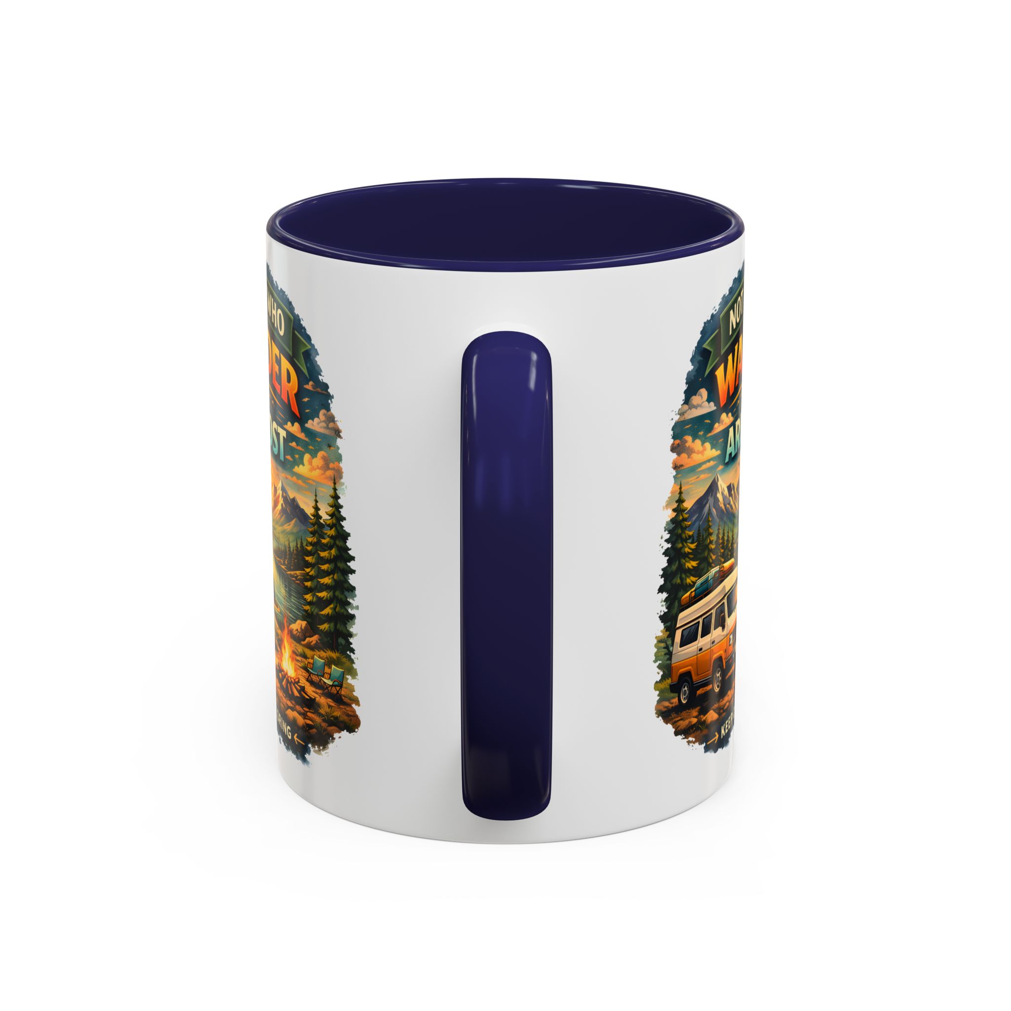 Accent Coffee Mug (11, 15oz) — "Not All Who Wander Are Lost" Design Scenic-Line