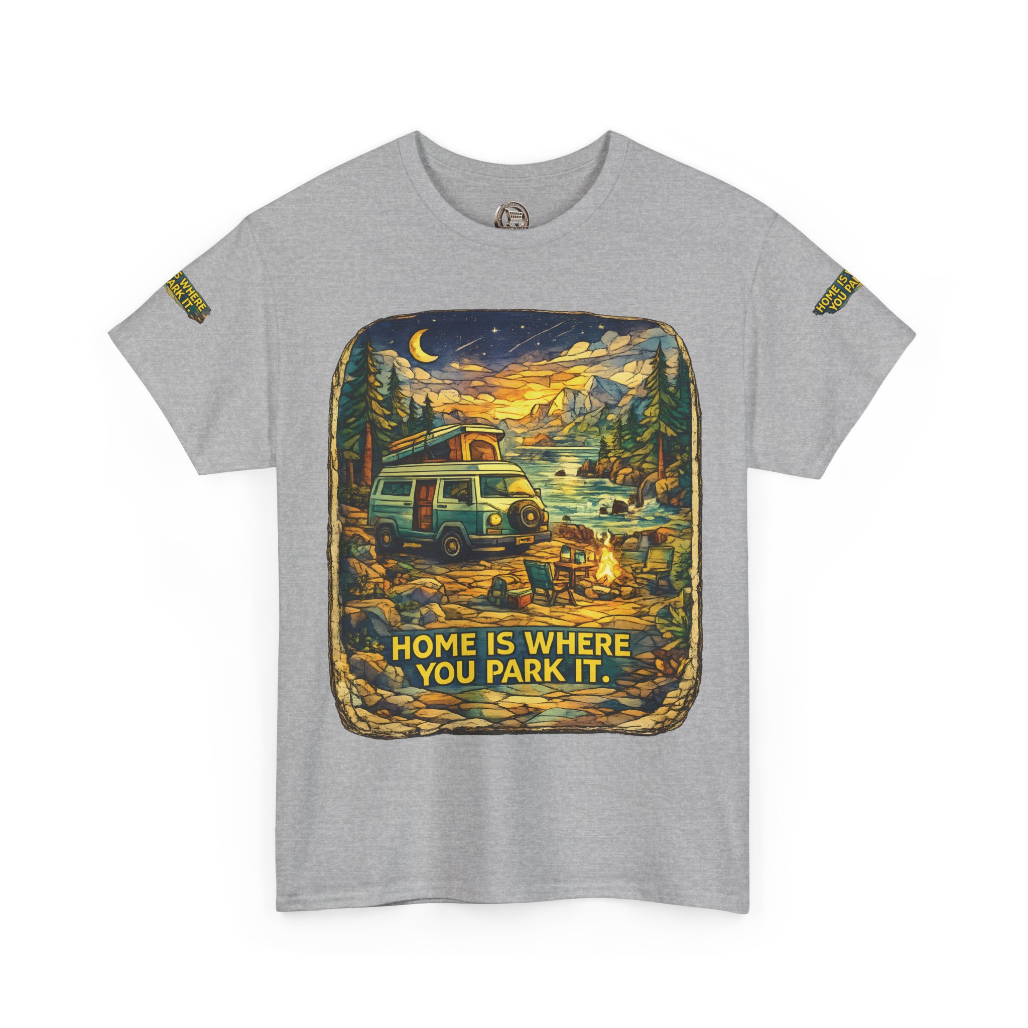 Unisex Heavy Cotton Tee — "Home Is Where You Park It" Design Cubic-Line
