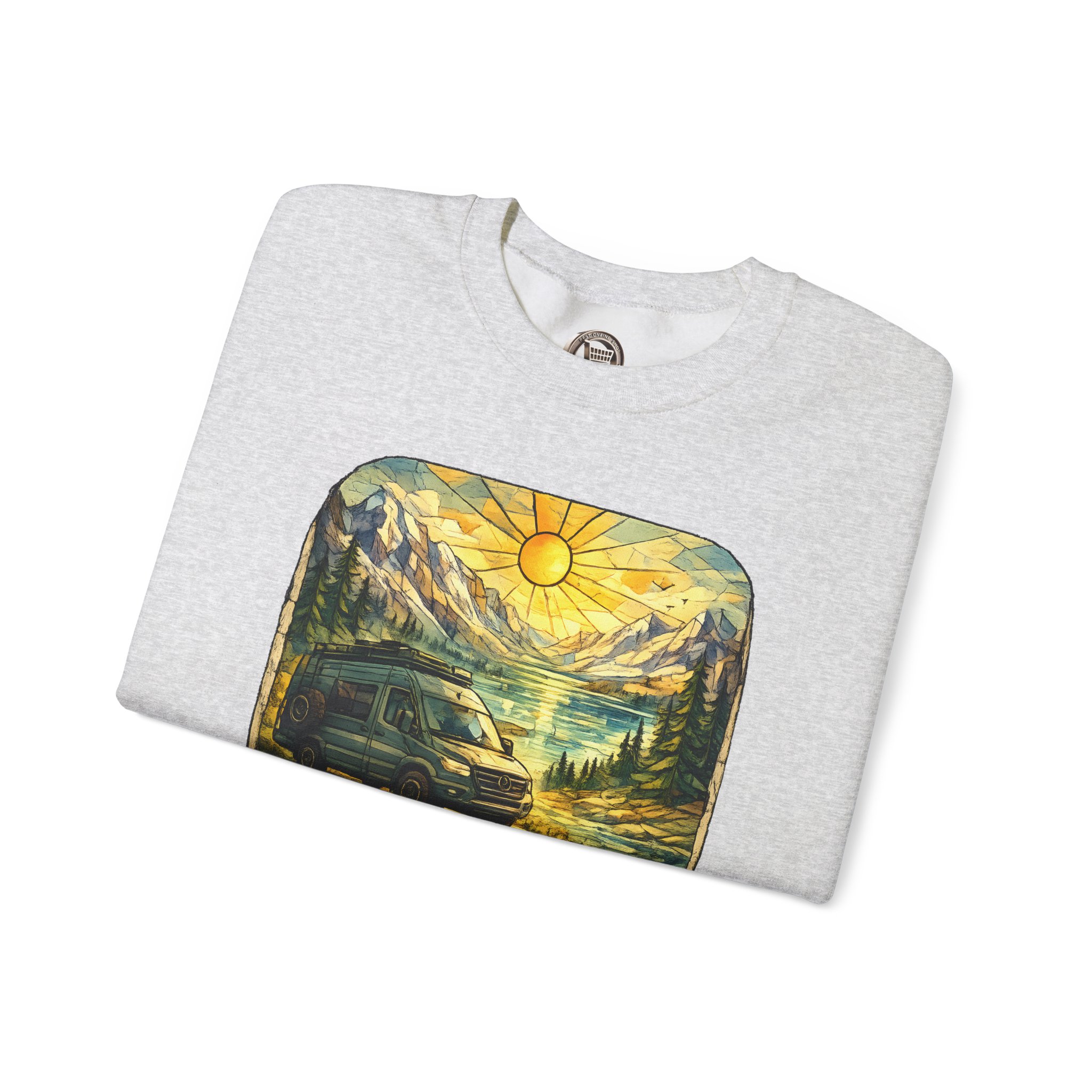 Unisex Heavy Blend™ Crewneck Sweatshirt — "Escape Into The Wild" Design Cubic-Line