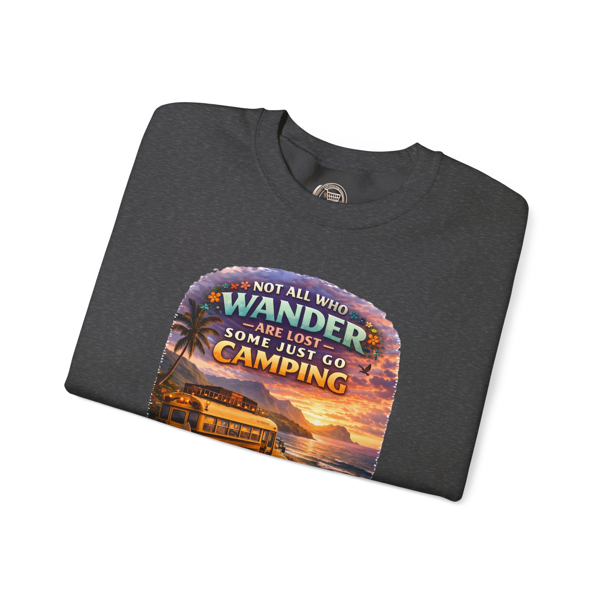 Unisex Heavy Blend™ Crewneck Sweatshirt — "Not All Who Wander Are Lost" Design Scenic-Line