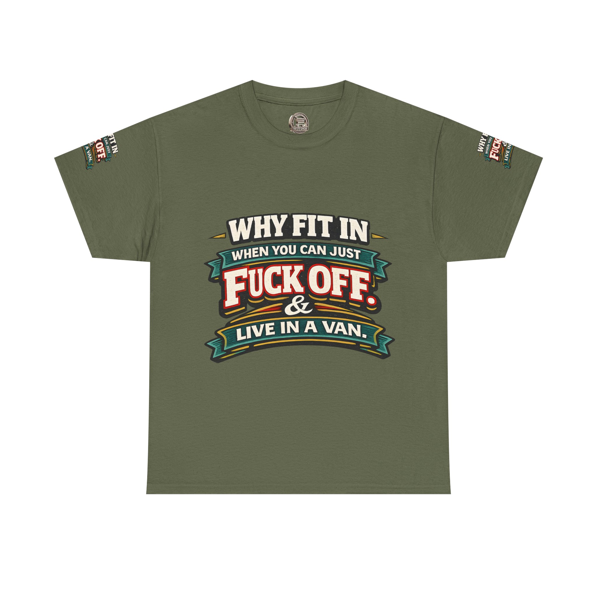 Unisex Heavy Cotton Tee — "Why Fit In" Design F**K-Line