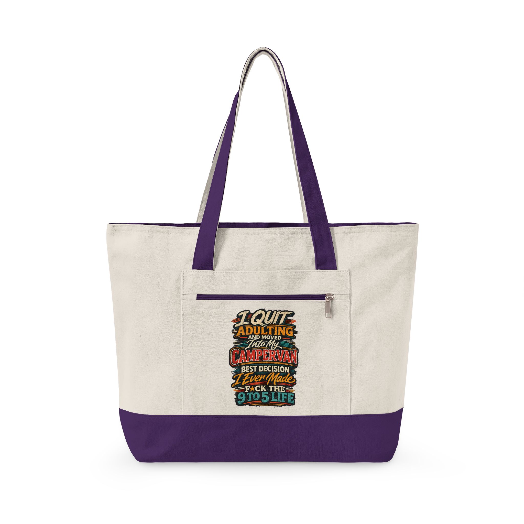 Zippered Canvas Tote — "I Quit Adulting" (Design F**K-Line)