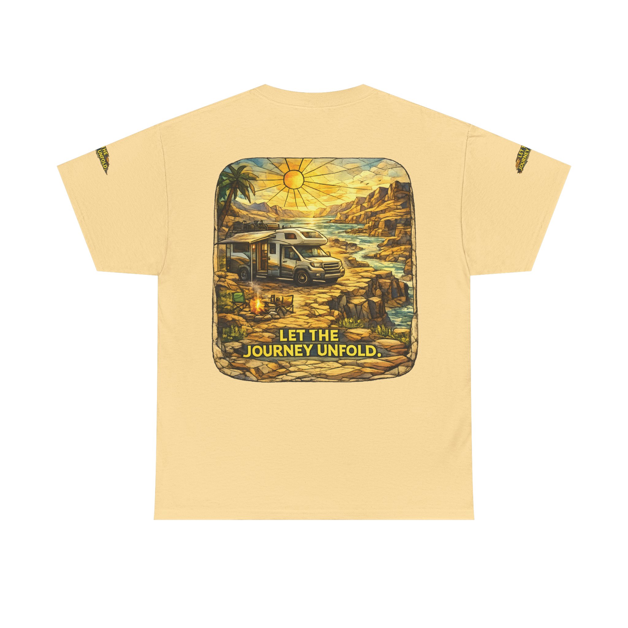 Unisex Heavy Cotton Tee — "Let The Journey Unfold" Design Cubic-Line