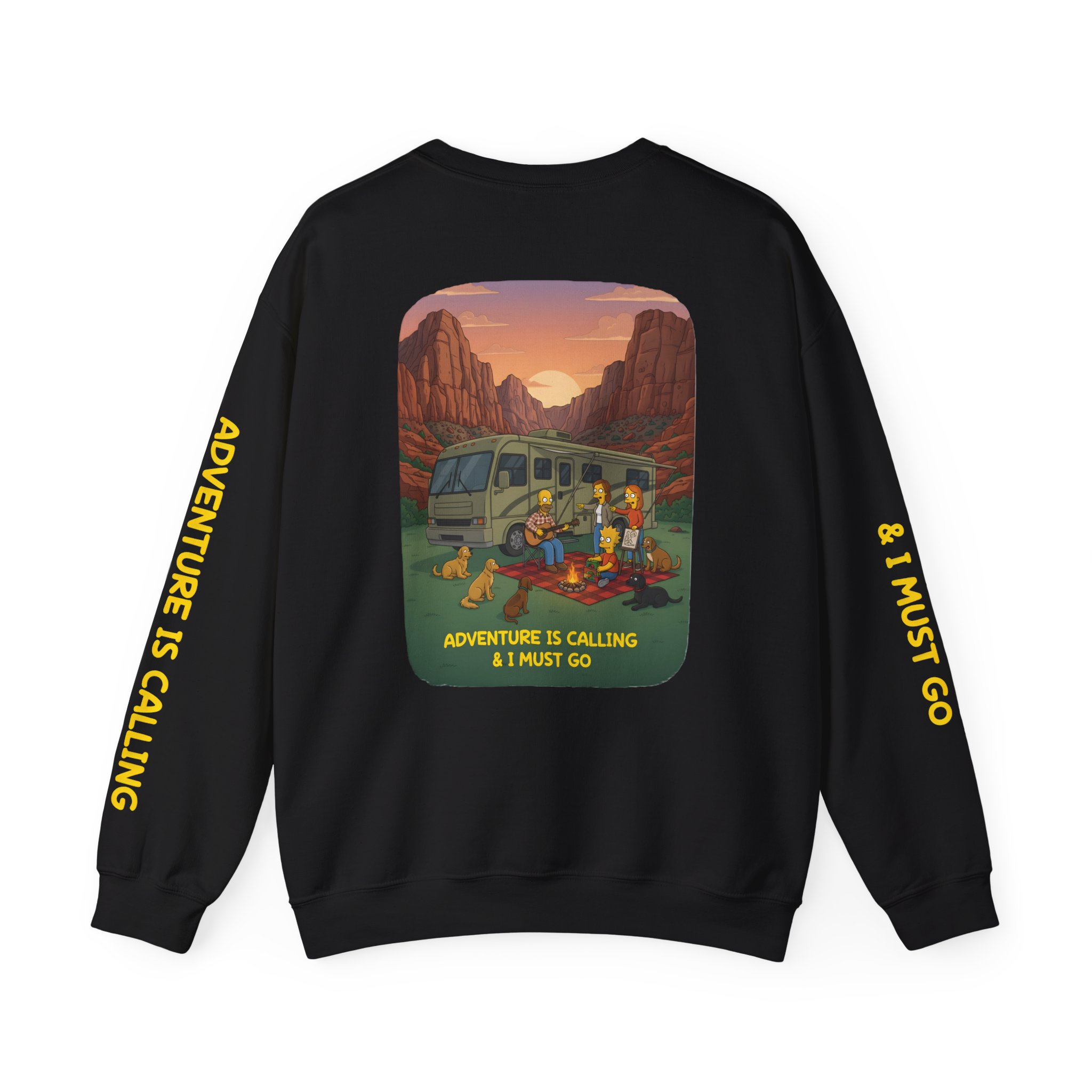 Unisex Heavy Blend™ Crewneck Sweatshirt — "Adventure Is Calling-I Must Go" Design Sitcom-Line