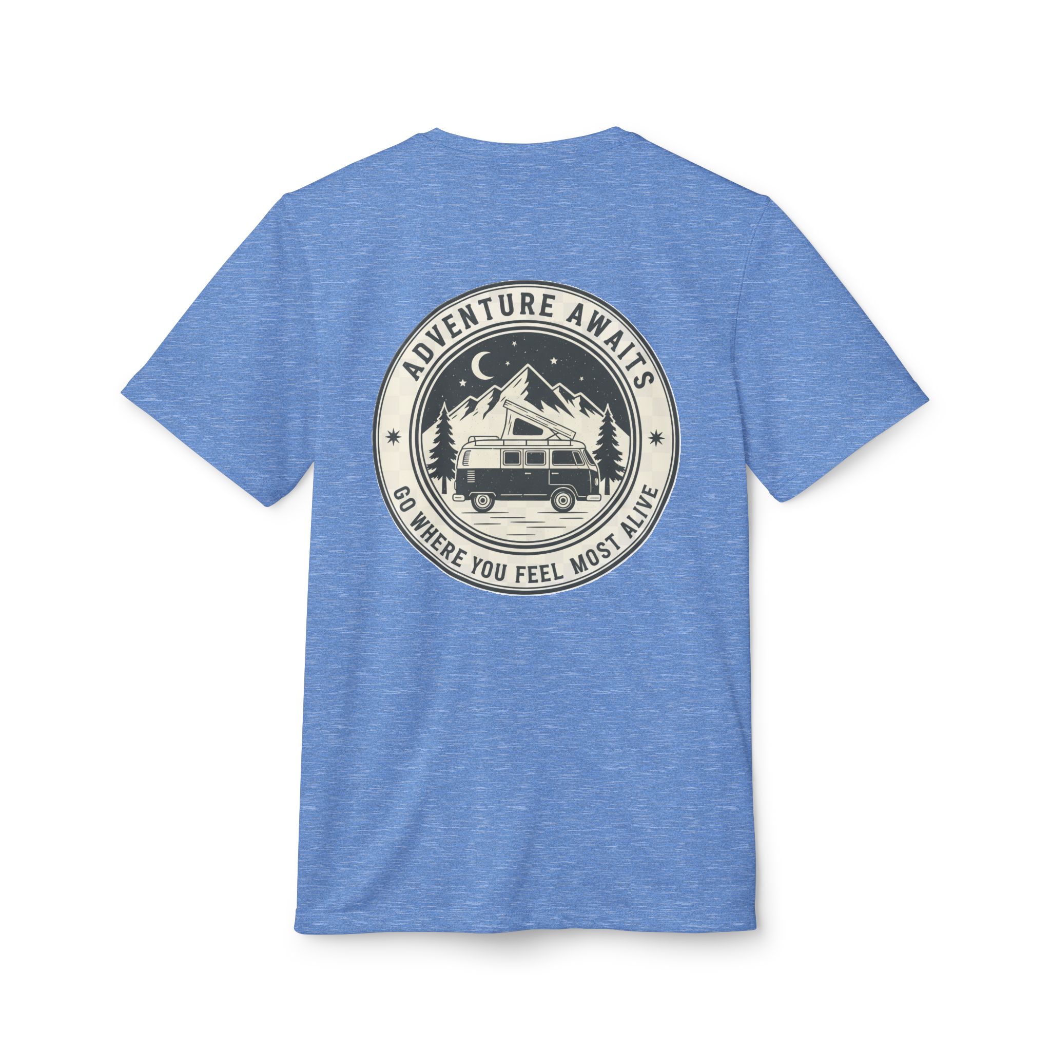 T-Shirt(Adidas) - 'Adventure Awaits-Go Where You Feel Most Alive' (Only Back printed)