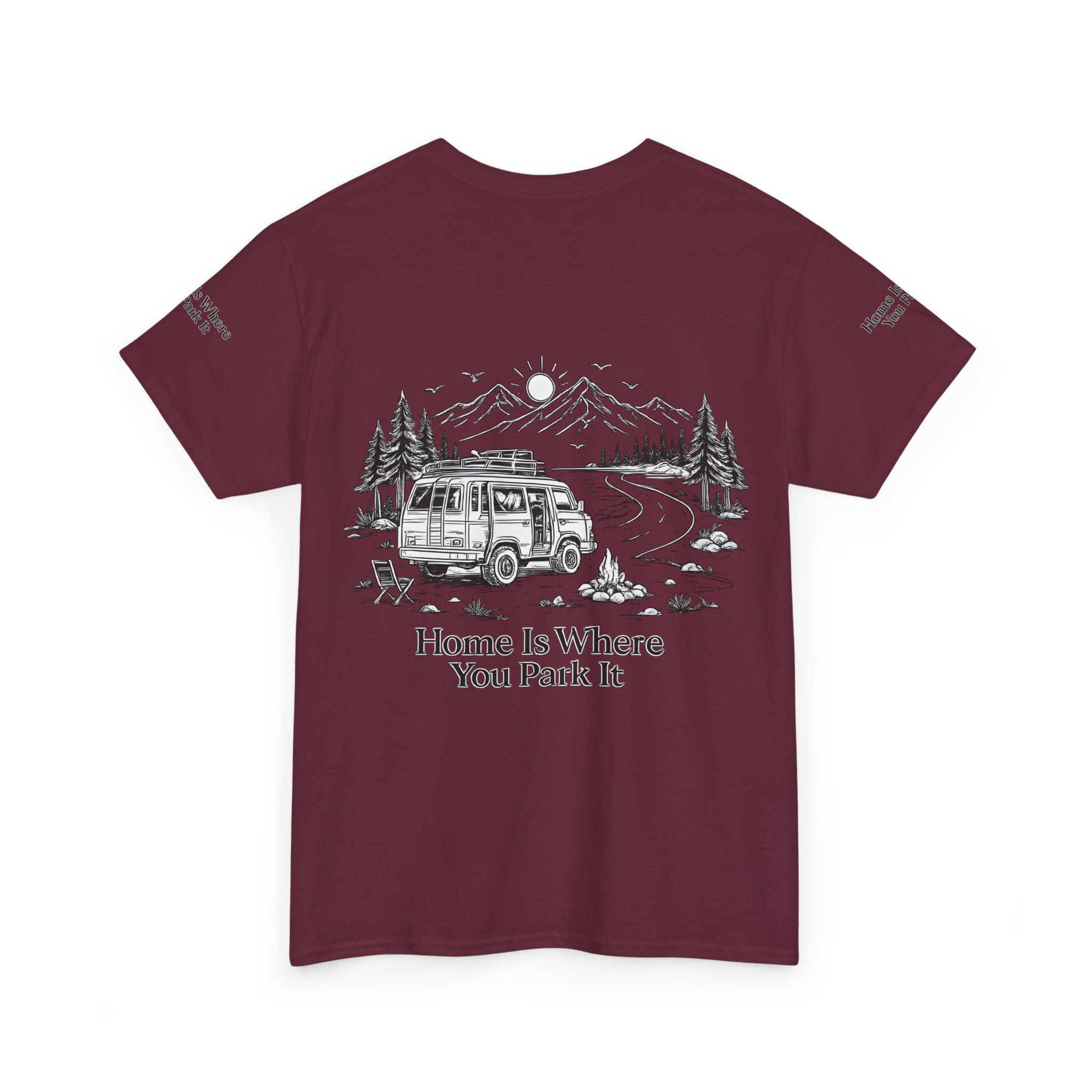 Unisex Heavy Cotton Tee — "Home Is Where You Park It" Design Minimal-Line