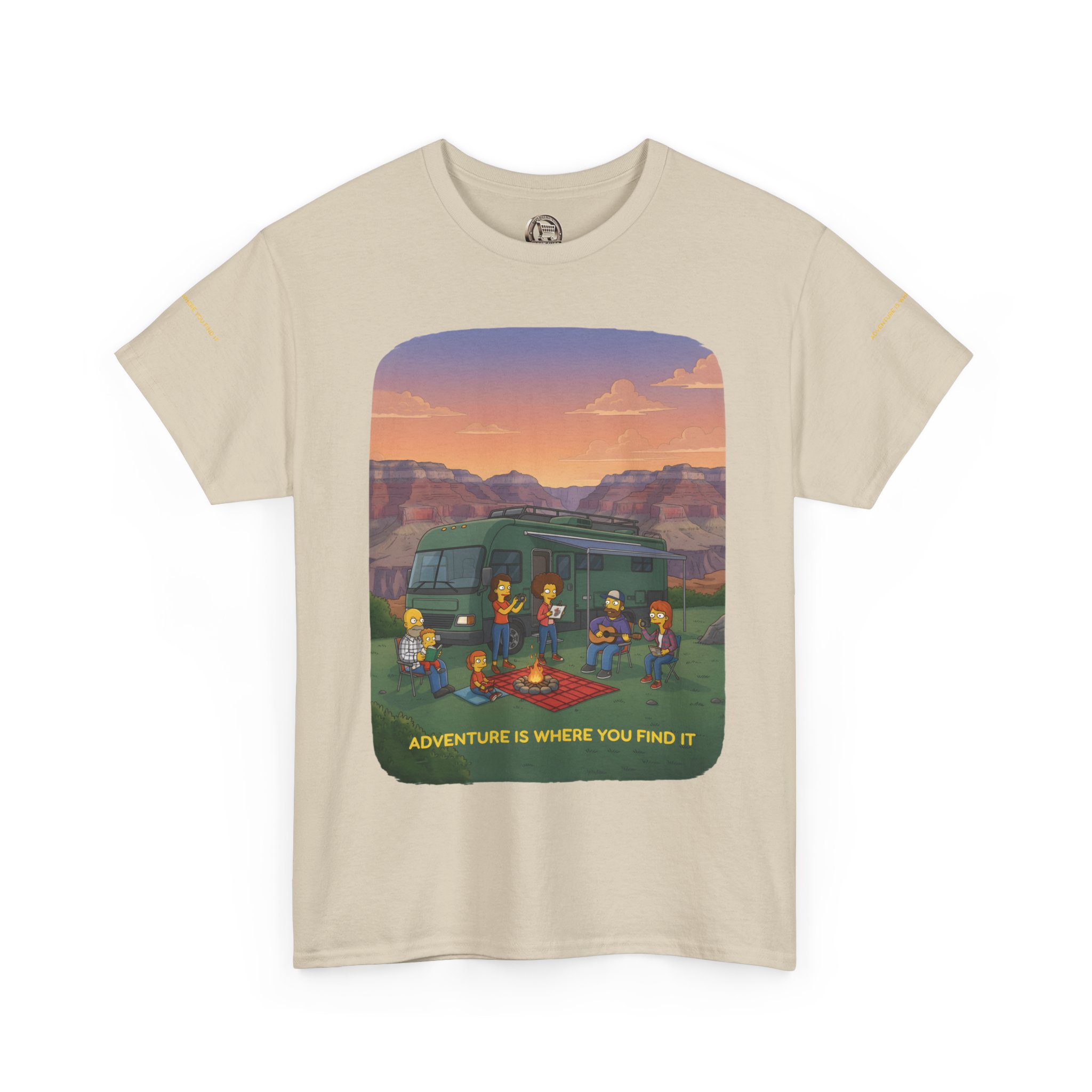Unisex Heavy Cotton Tee — "Adventure Is Where You Find It" Design Sitcom-Line