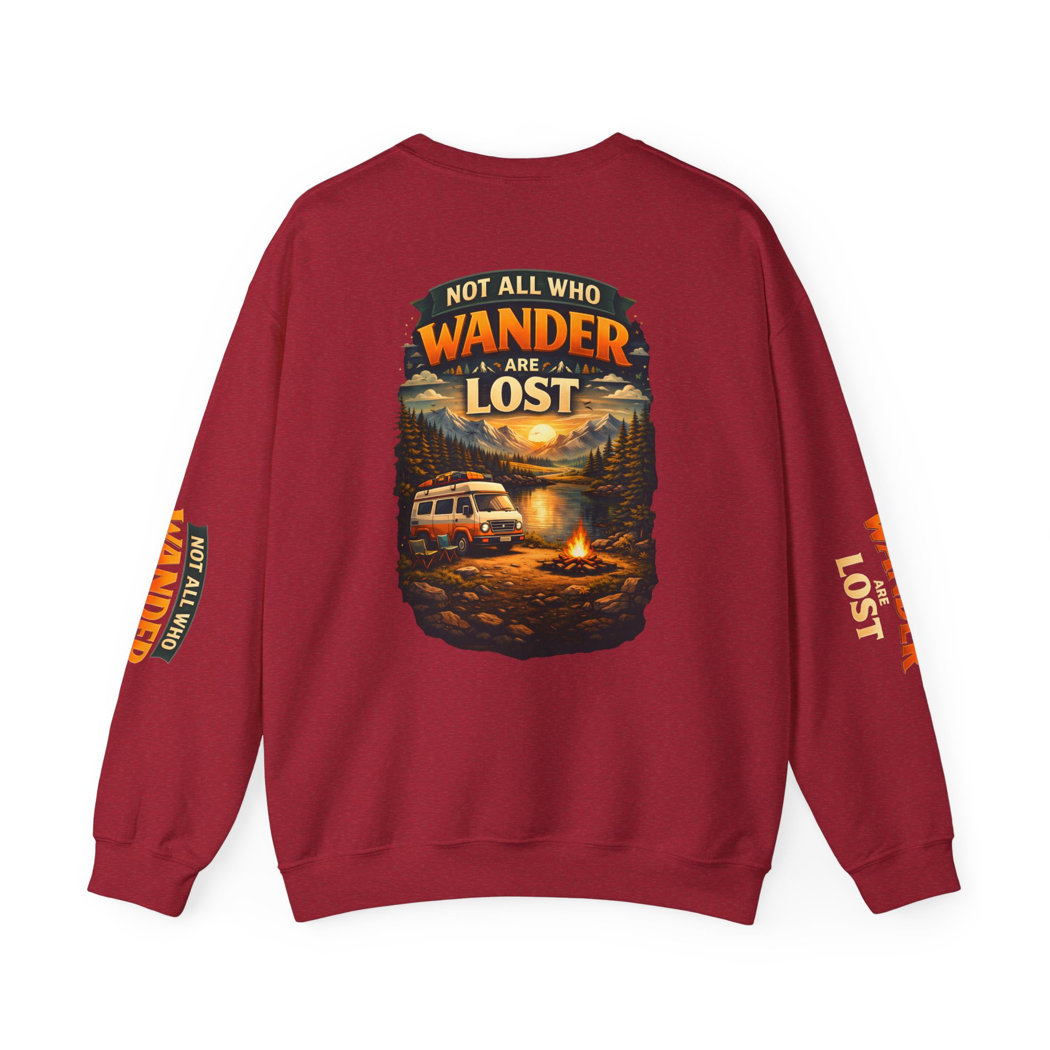 Unisex Heavy Blend™ Crewneck Sweatshirt — "Not All Who Wander Are Lost" Design Scenic-Line