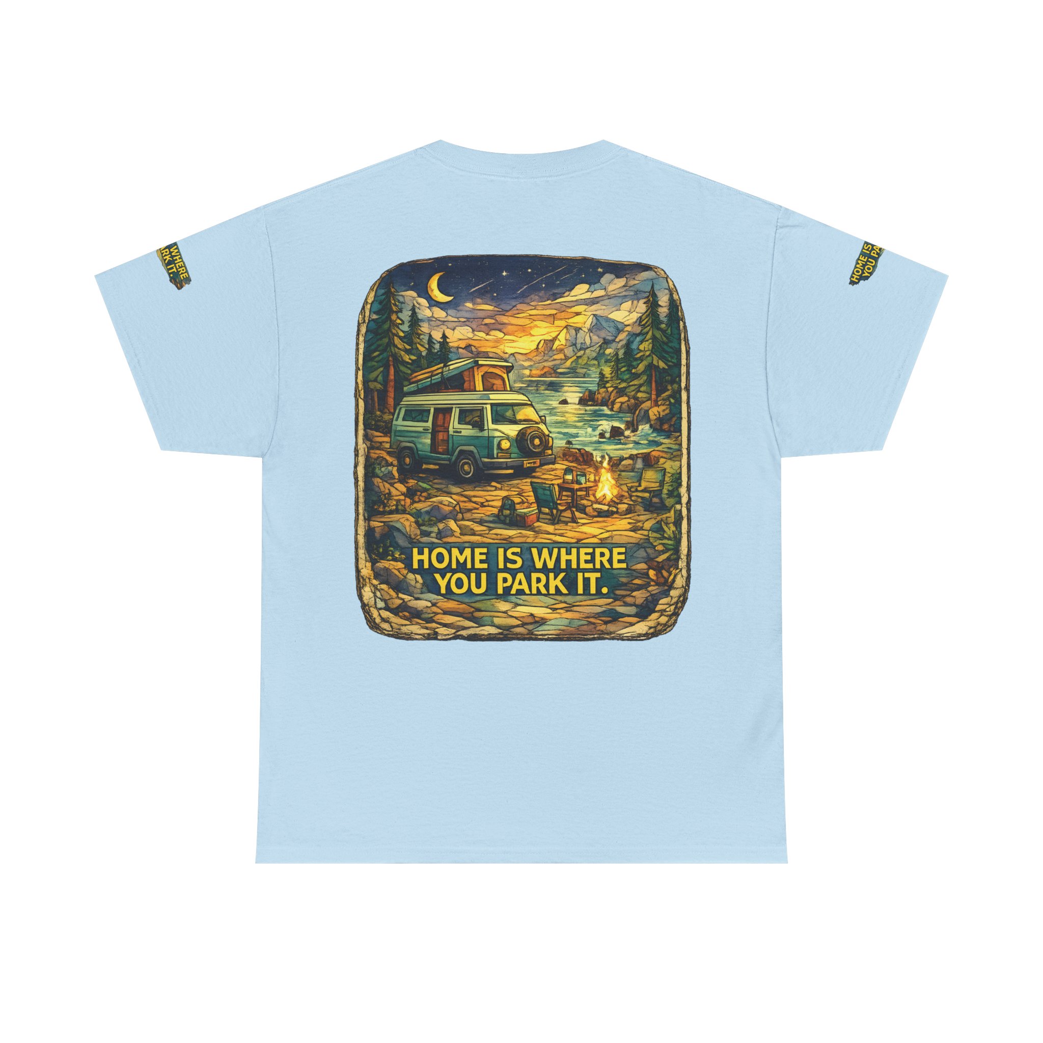 Unisex Heavy Cotton Tee — "Home Is Where You Park It" Design Cubic-Line