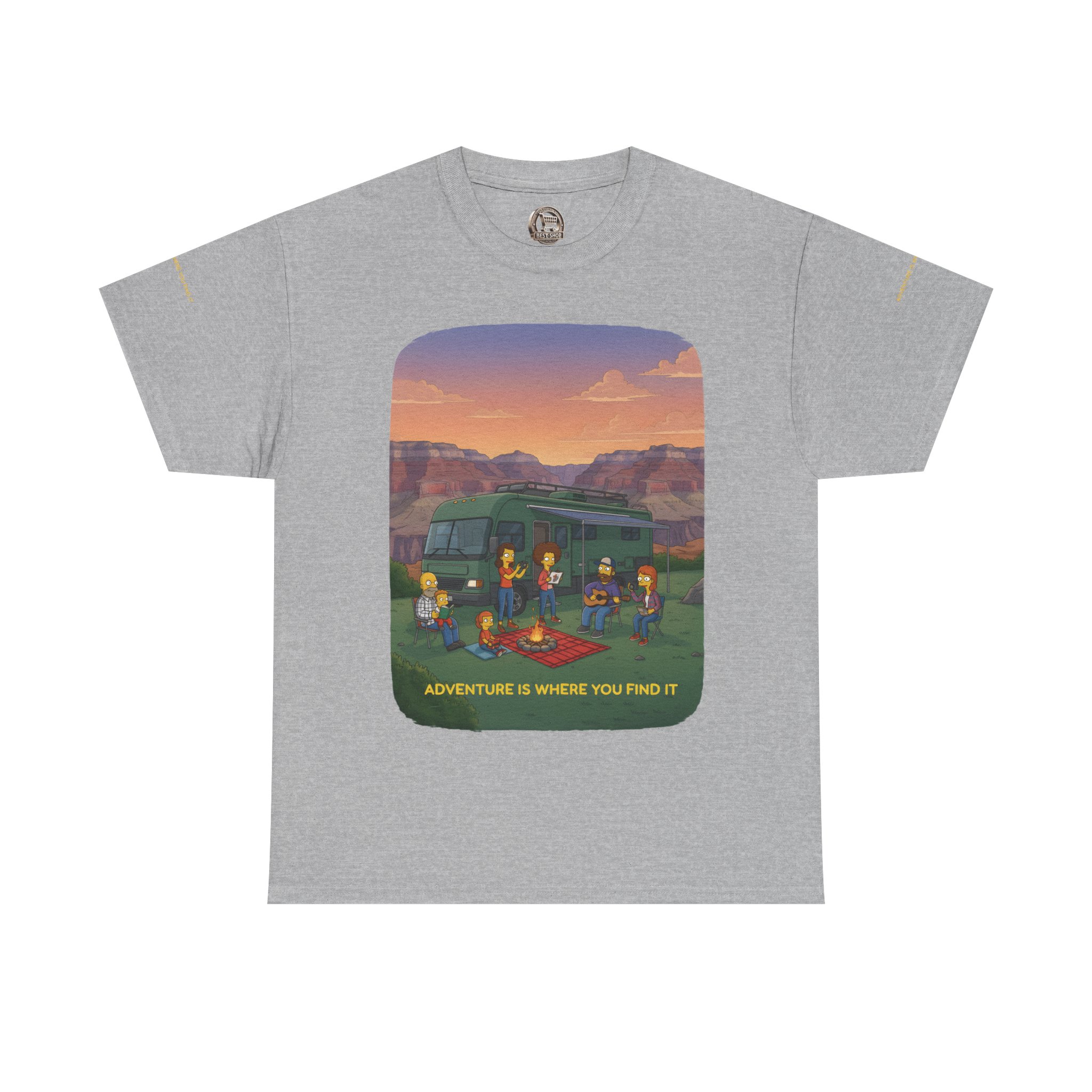 Unisex Heavy Cotton Tee — "Adventure Is Where You Find It" Design Sitcom-Line