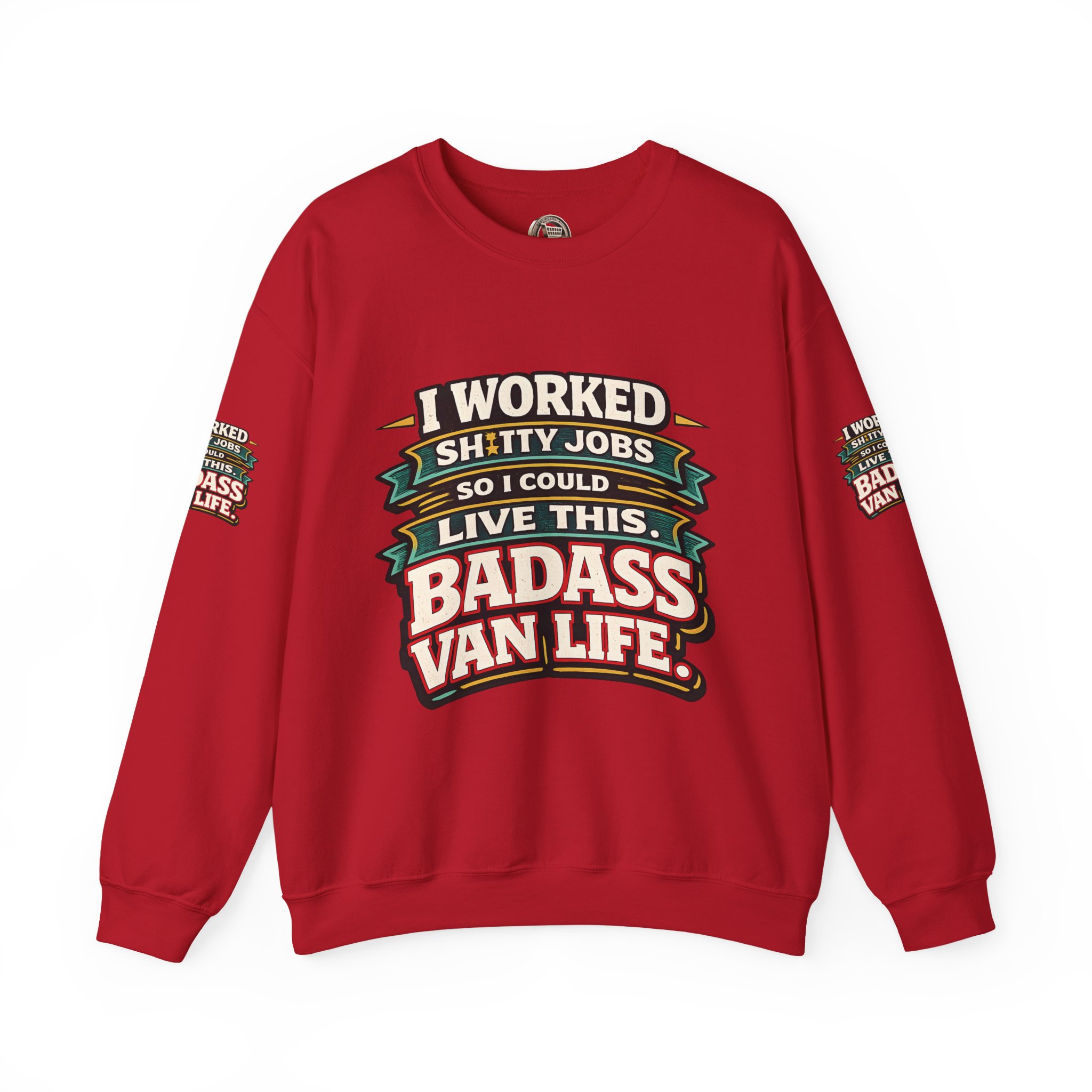 Unisex Heavy Blend™ Crewneck Sweatshirt — "I Worked Shitty Jobs" Design F**K-Line