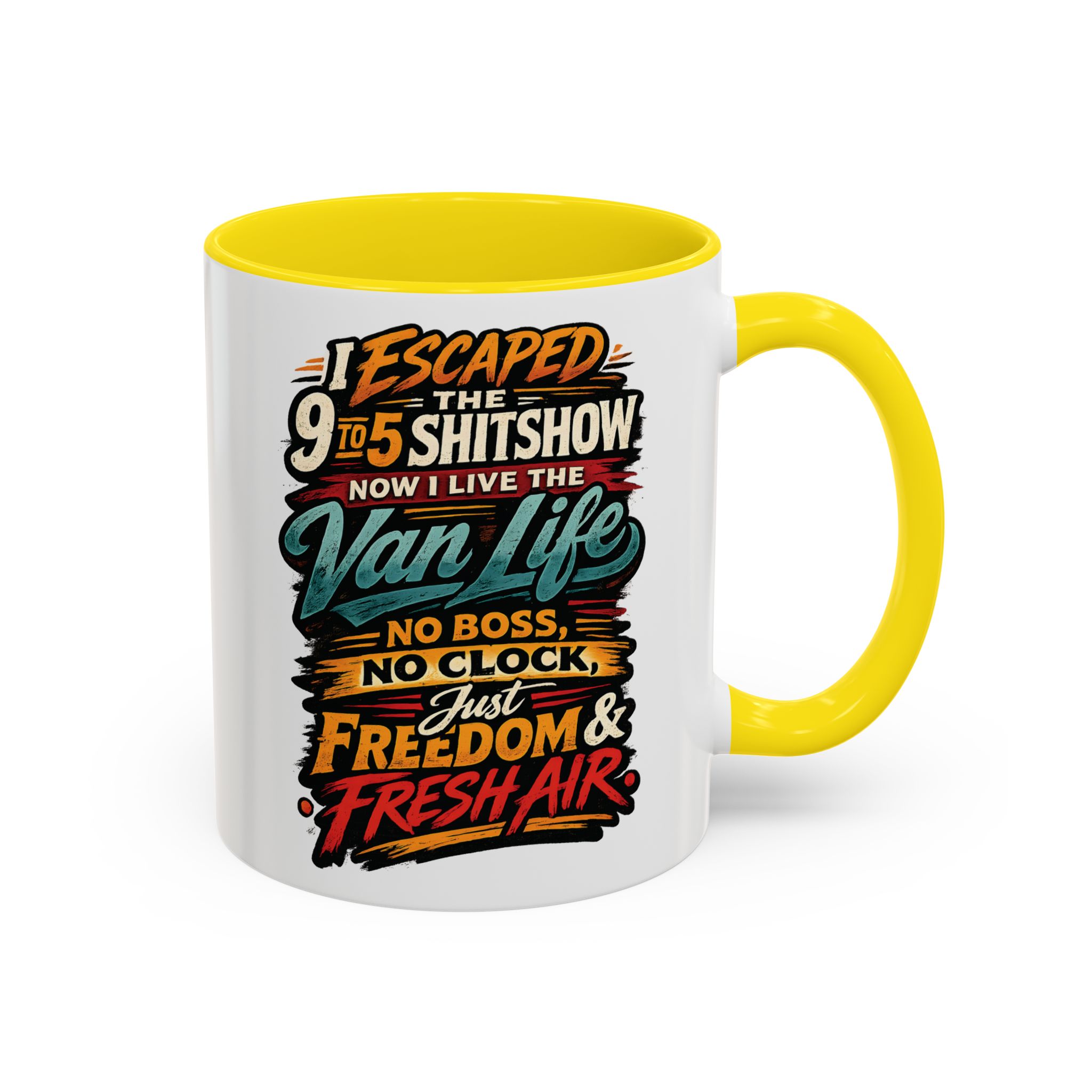 10525202396277198141_2048.jpeg Accent Coffee Mug (11, 15oz) — "I Escaped The 9 To 5" Design F**K-Line