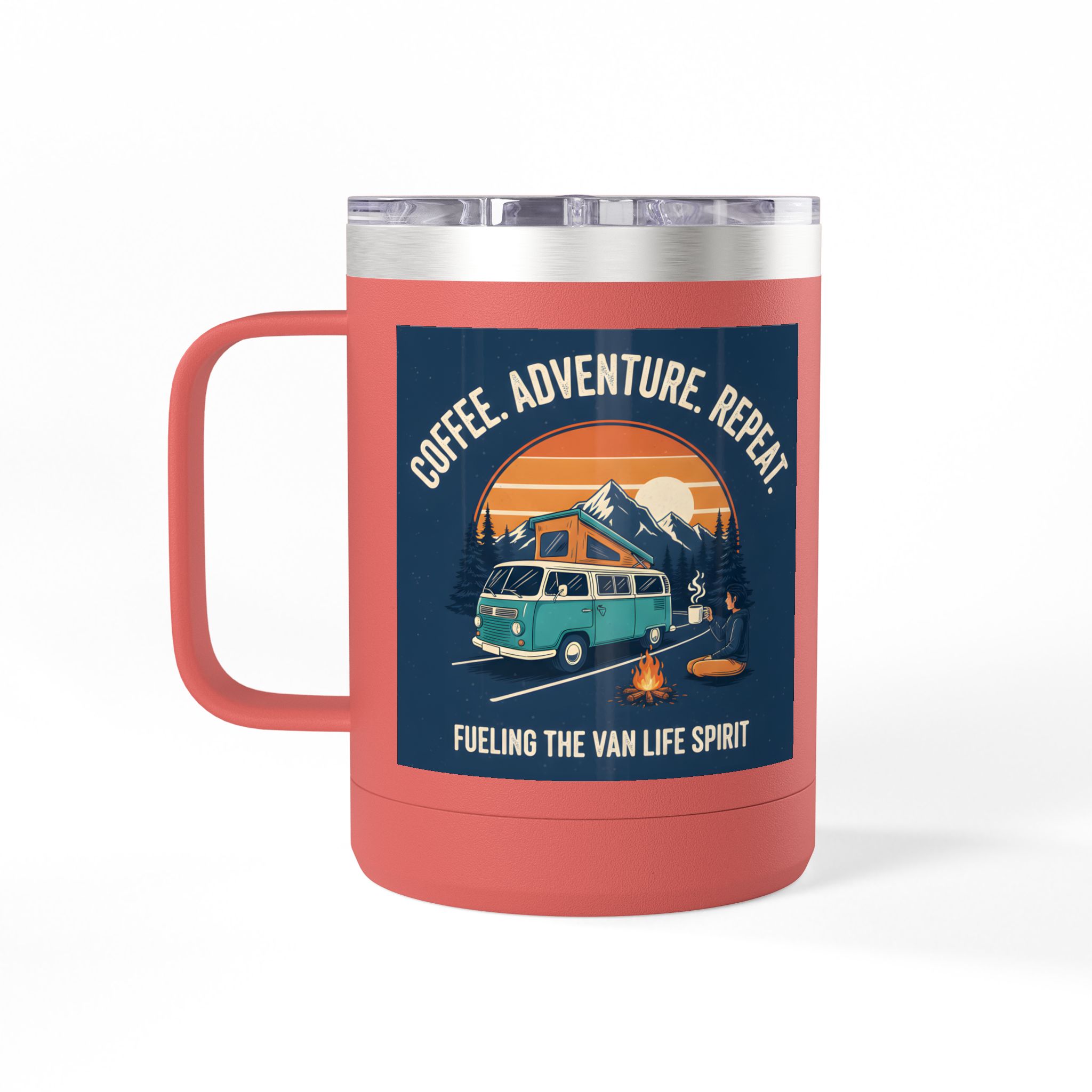 Coffee Mug Tumbler, 15oz — “Coffee. Adventure. Repeat.”