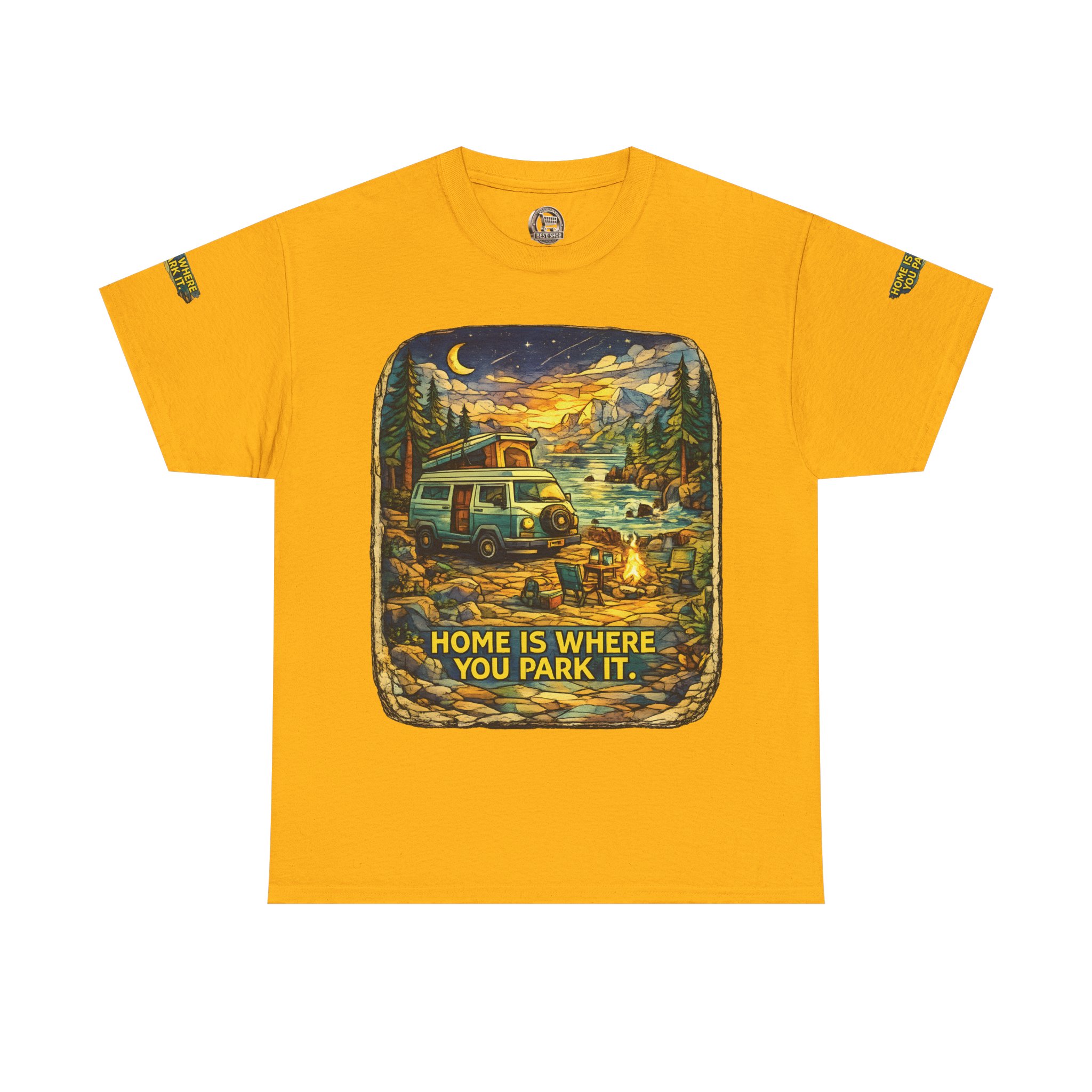 Unisex Heavy Cotton Tee — "Home Is Where You Park It" Design Cubic-Line