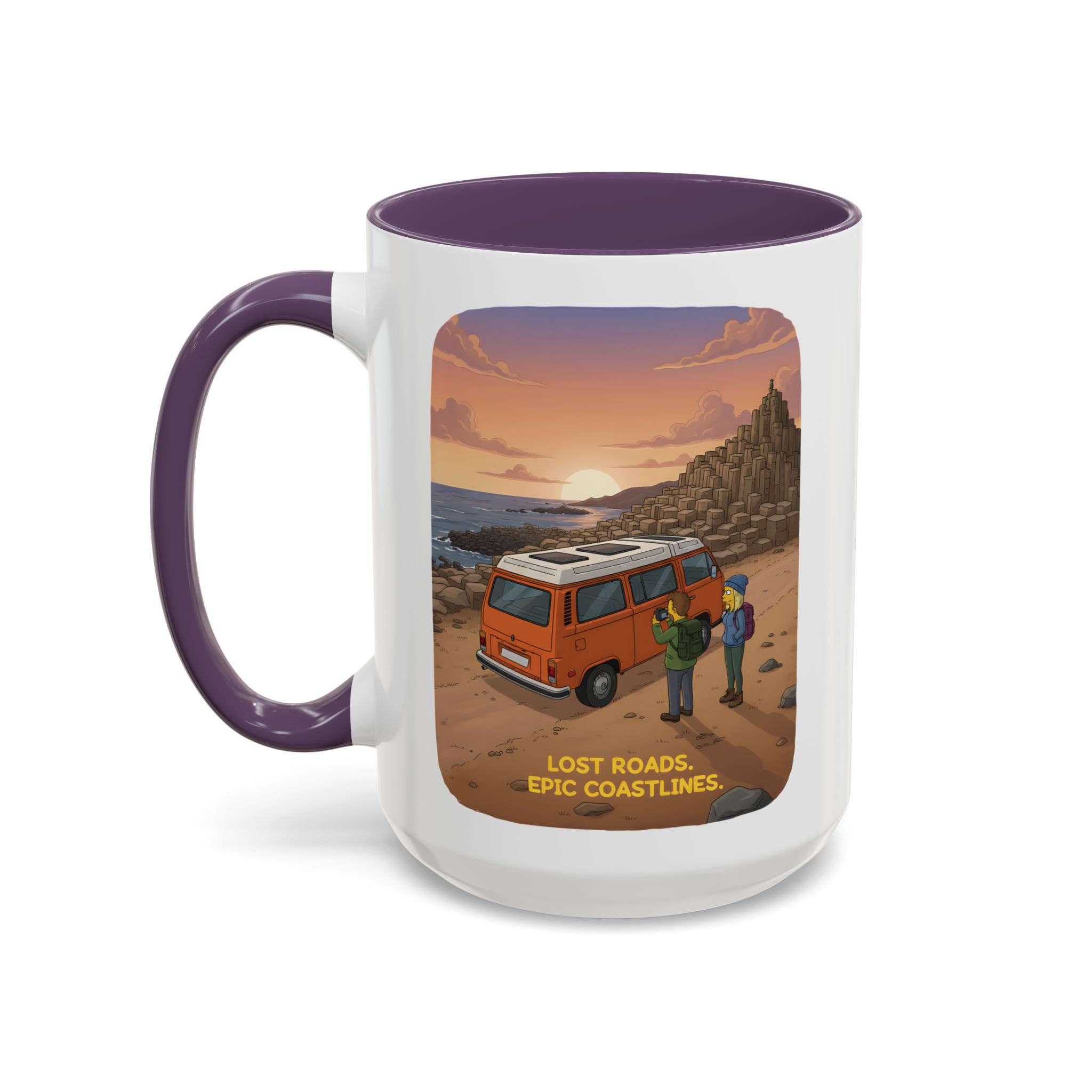 Accent Coffee Mug (11, 15oz) — "Lost Roads Epic Coastlines" Design Sitcom-Line