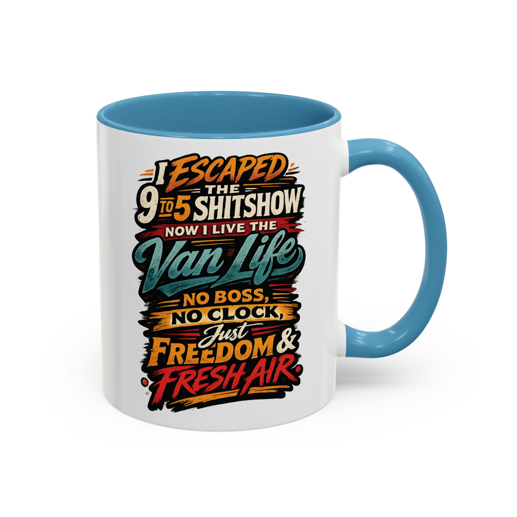 1053284960973461840_2048.jpeg Accent Coffee Mug (11, 15oz) — "I Escaped The 9 To 5" Design F**K-Line