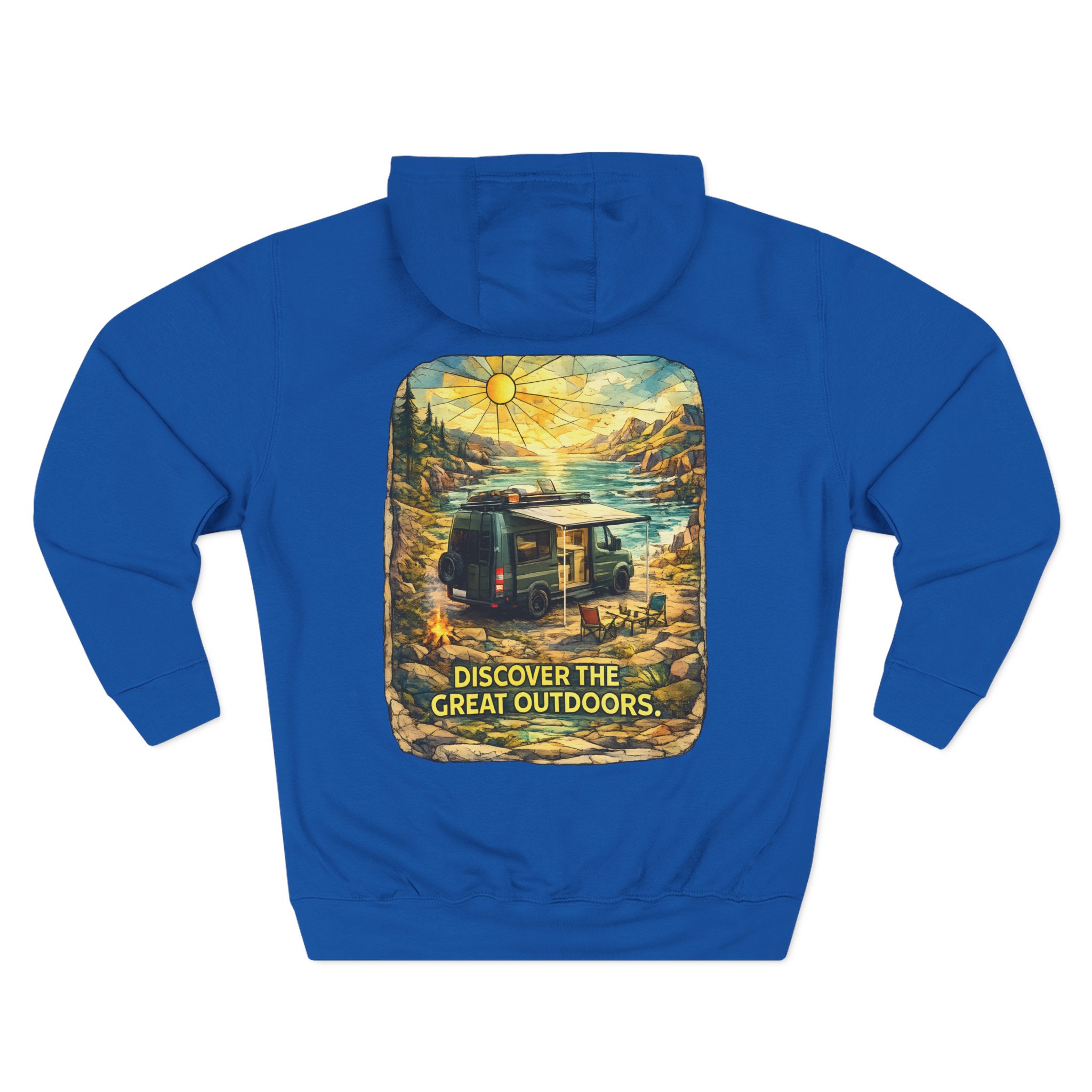 Three-Panel Fleece Hoodie - "Discover The Great Outdoors" Design Cubic-Line
