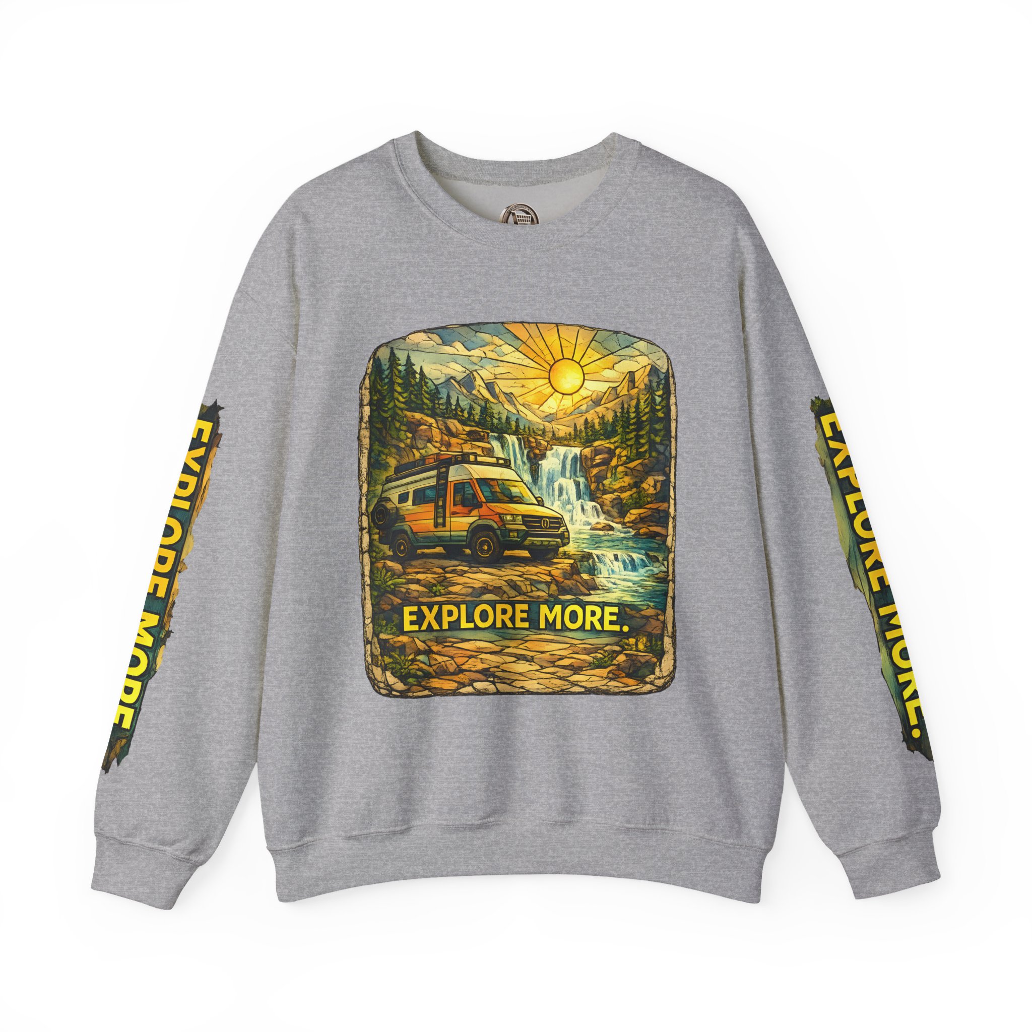 Unisex Heavy Blend™ Crewneck Sweatshirt — "Explore More" Design Cubic-Line