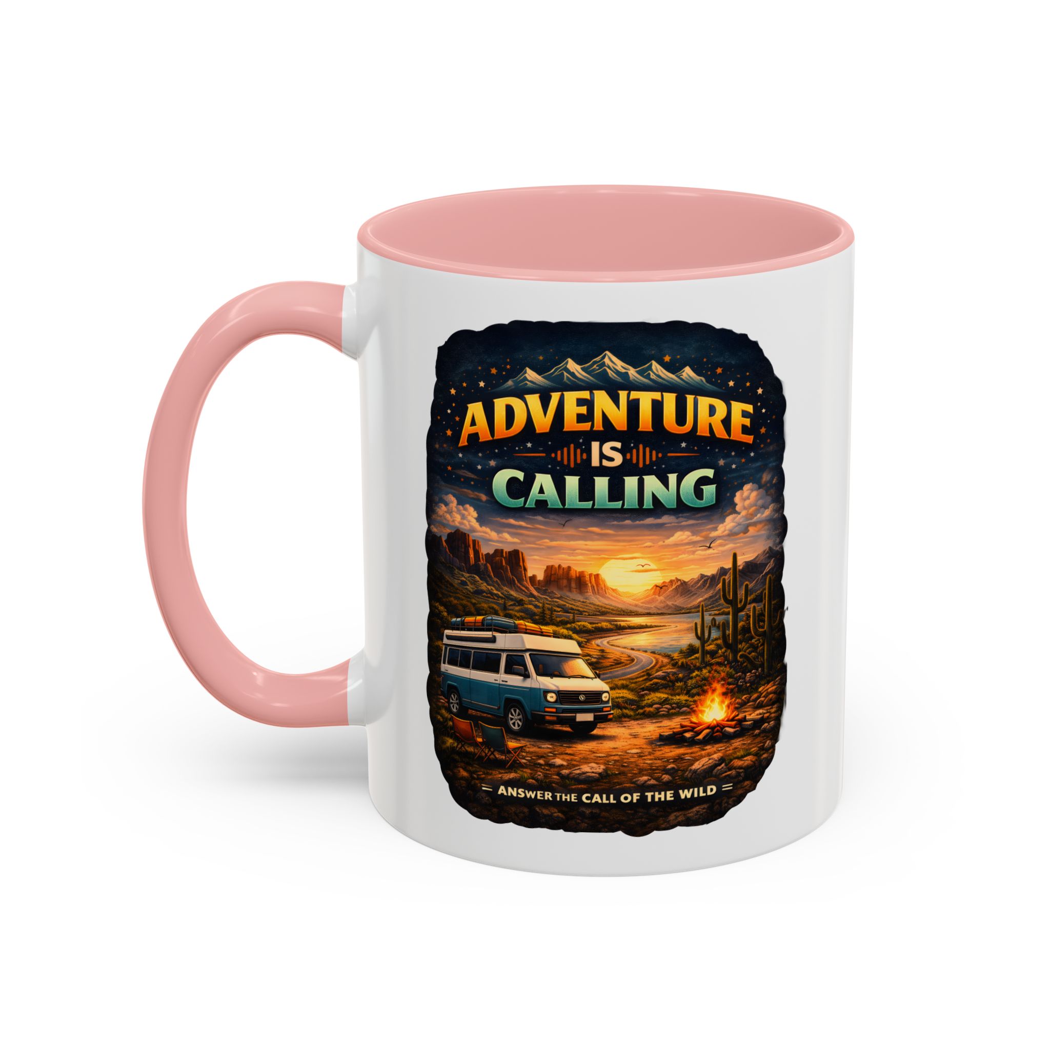 Accent Coffee Mug (11, 15oz) — "Adventure Is Calling" Design Scenic-Line