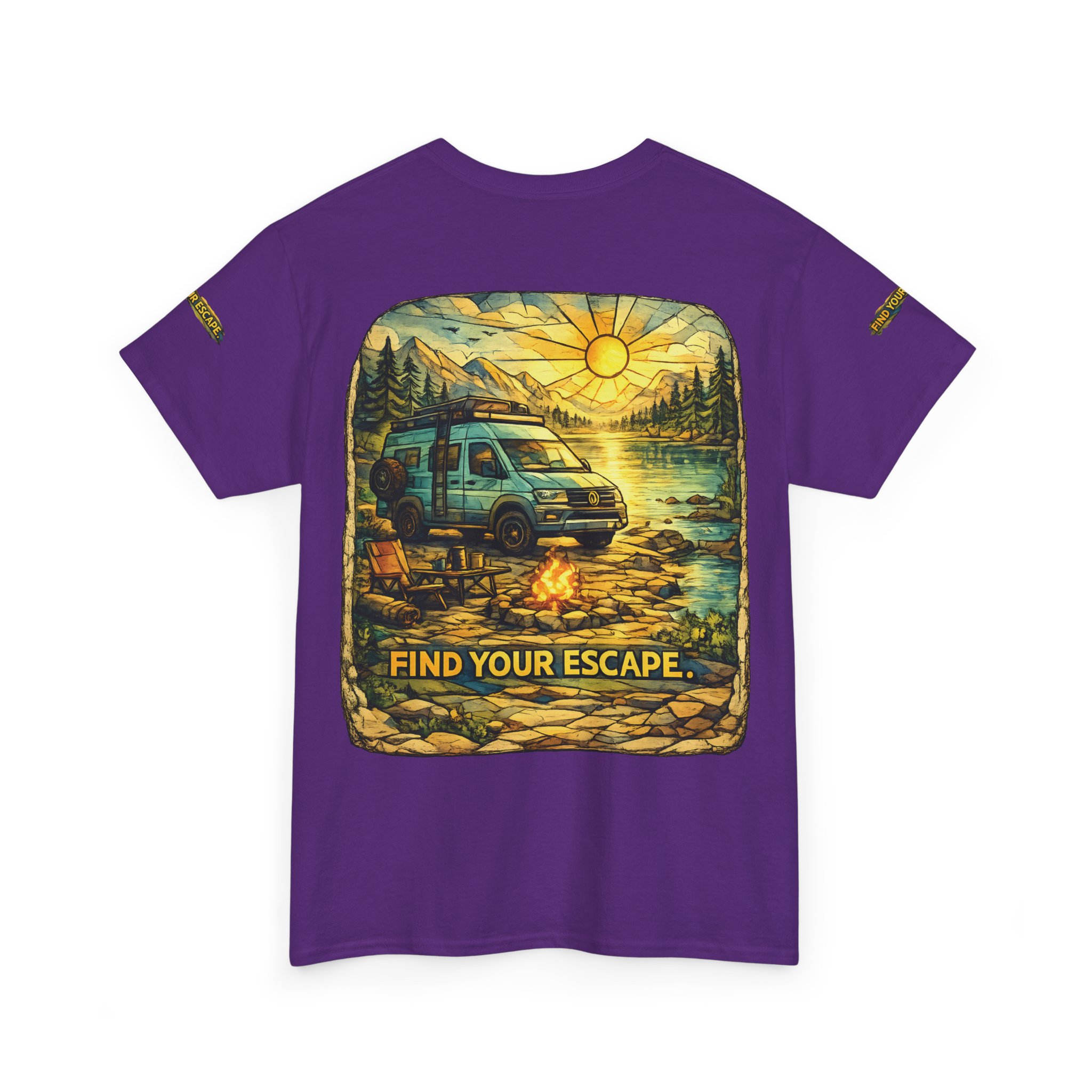 Unisex Heavy Cotton Tee — "Find Your Escape" Design Cubic-Line