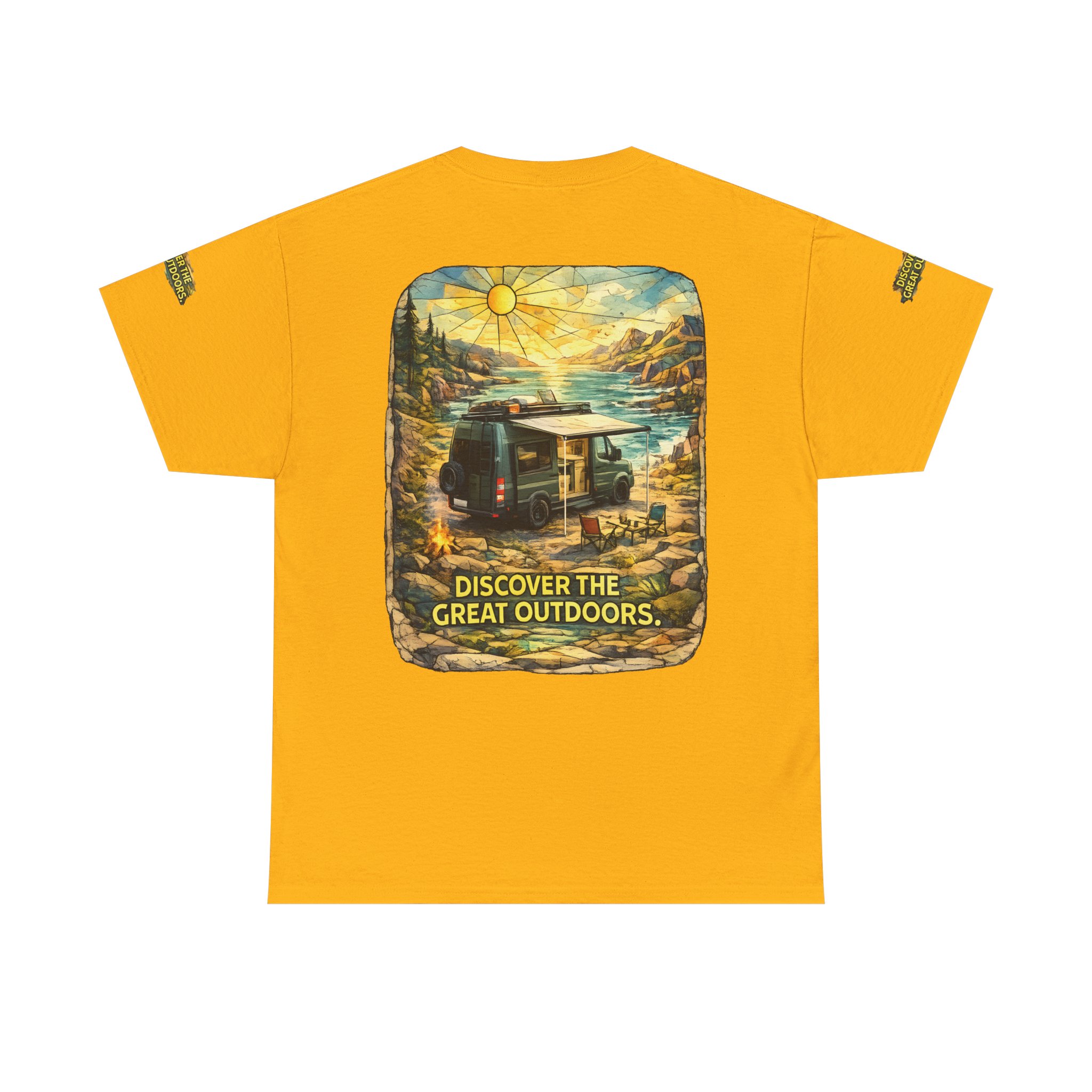Unisex Heavy Cotton Tee — "Discover The Great Outdoors" Design Cubic-Line