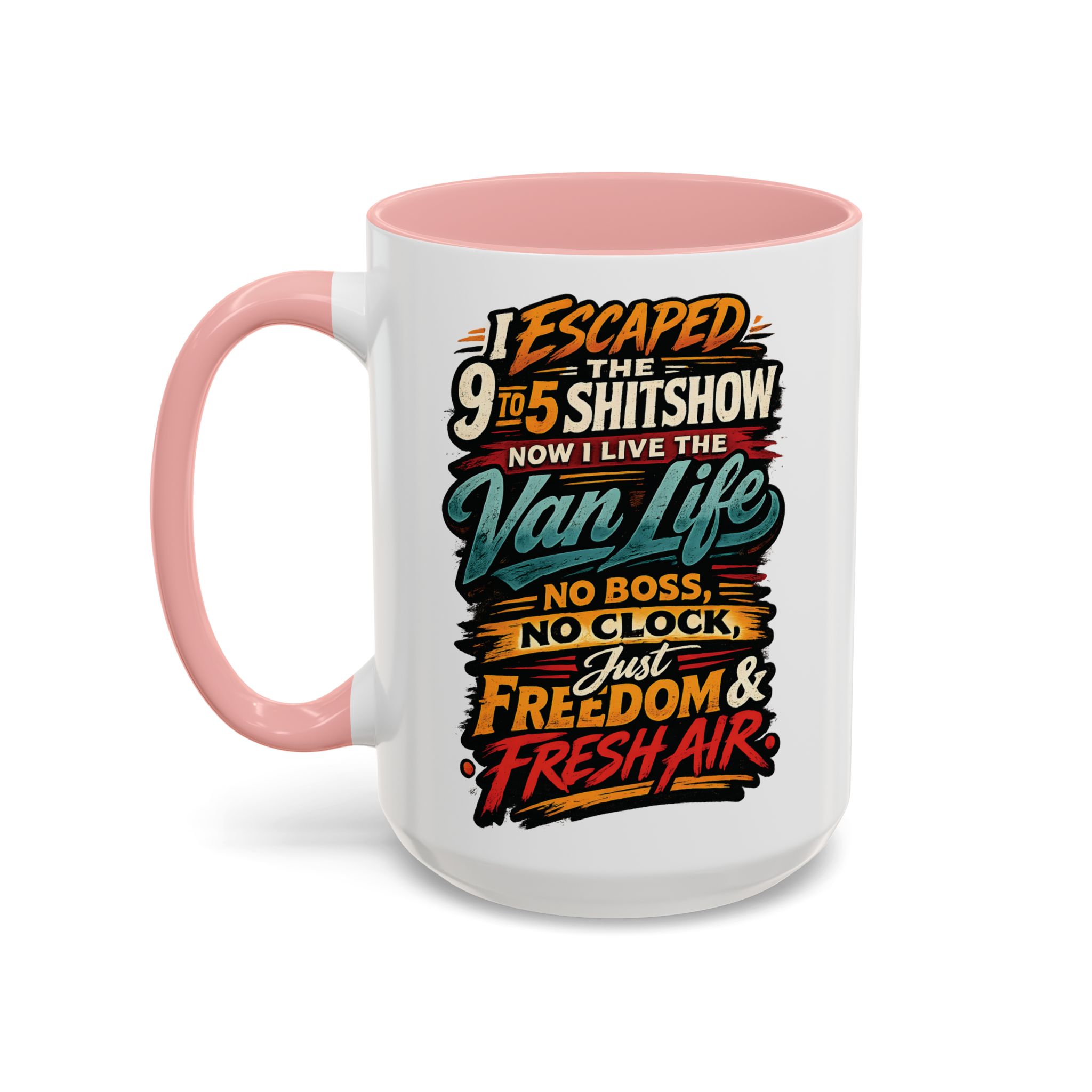 10546554881676546178_2048.jpeg Accent Coffee Mug (11, 15oz) — "I Escaped The 9 To 5" Design F**K-Line