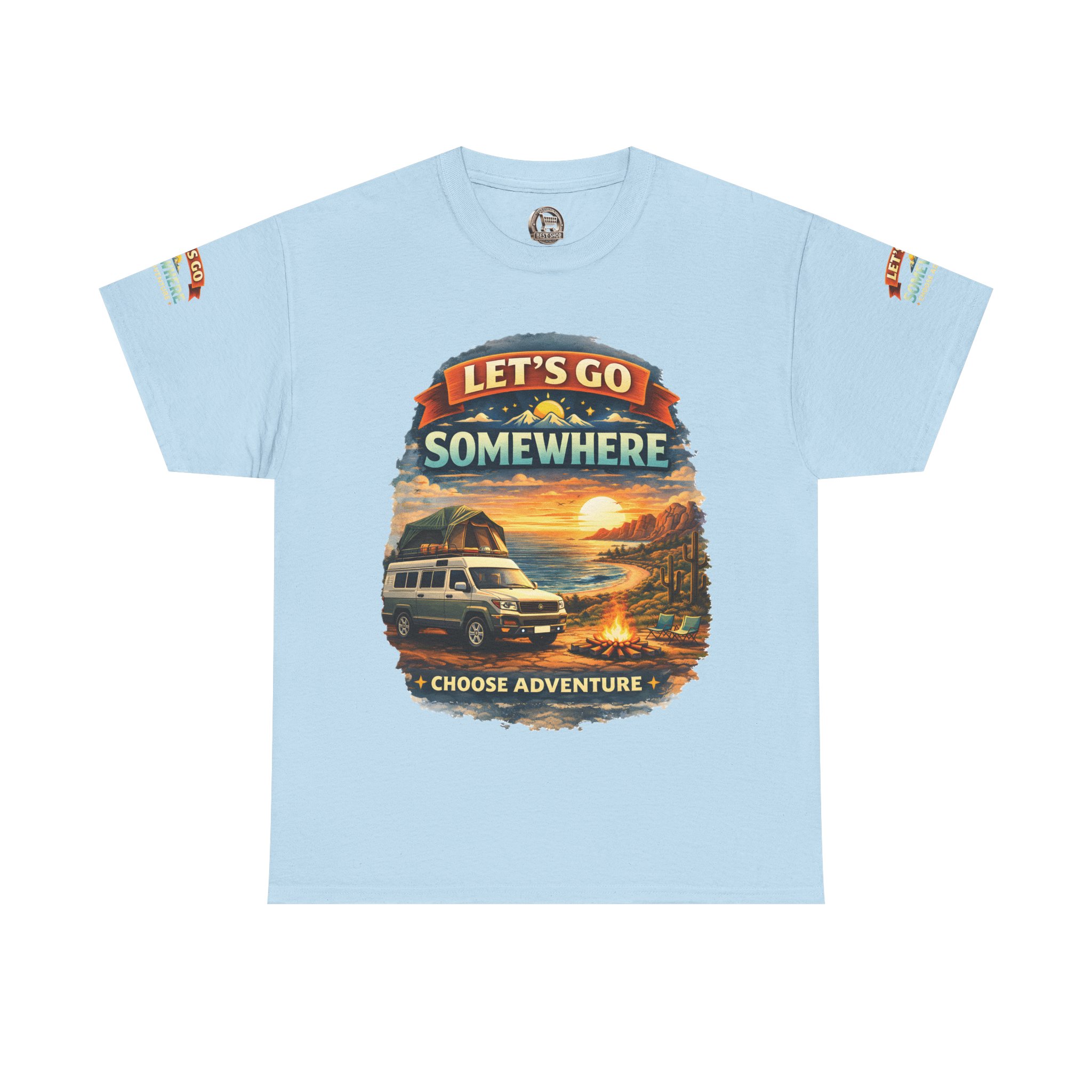 Unisex Heavy Cotton Tee — "Lets Go Somewhere" Design Scenic-Line