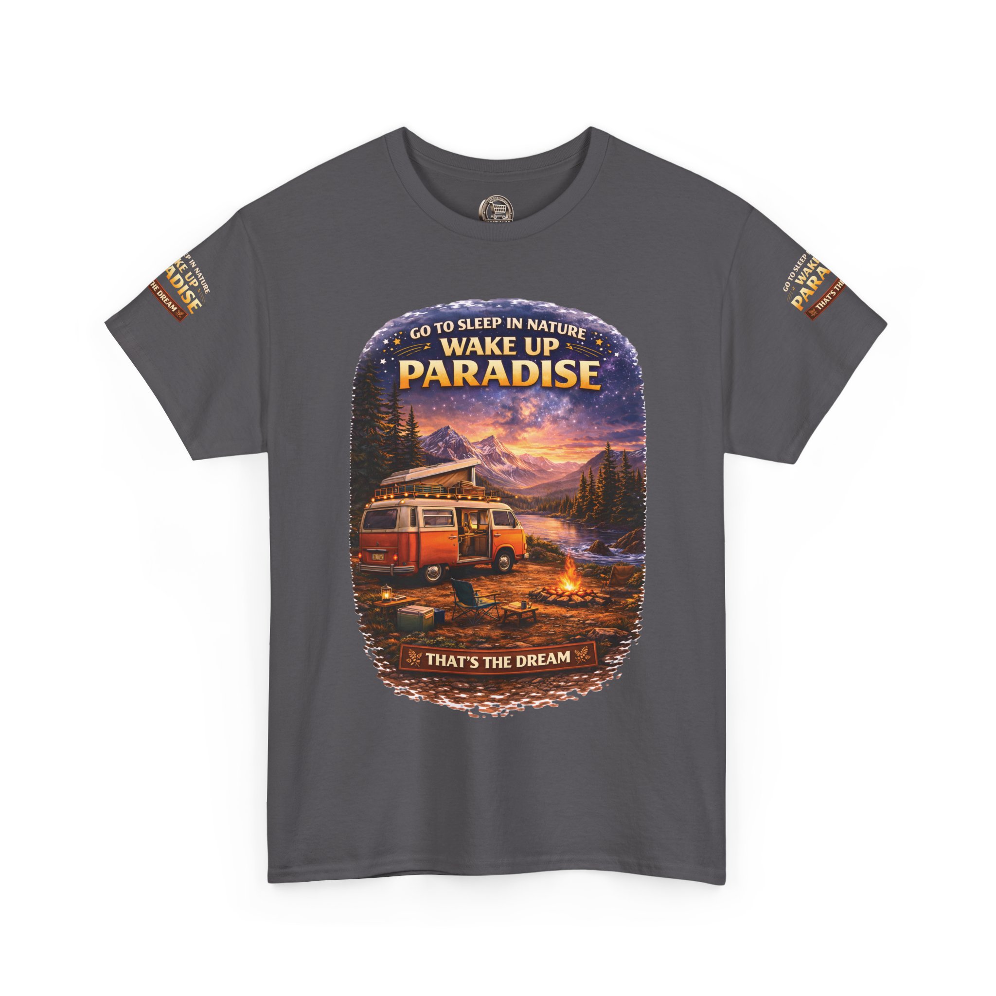 Unisex Heavy Cotton Tee — "Go To Sleep In Nature " Design Scenic-Line