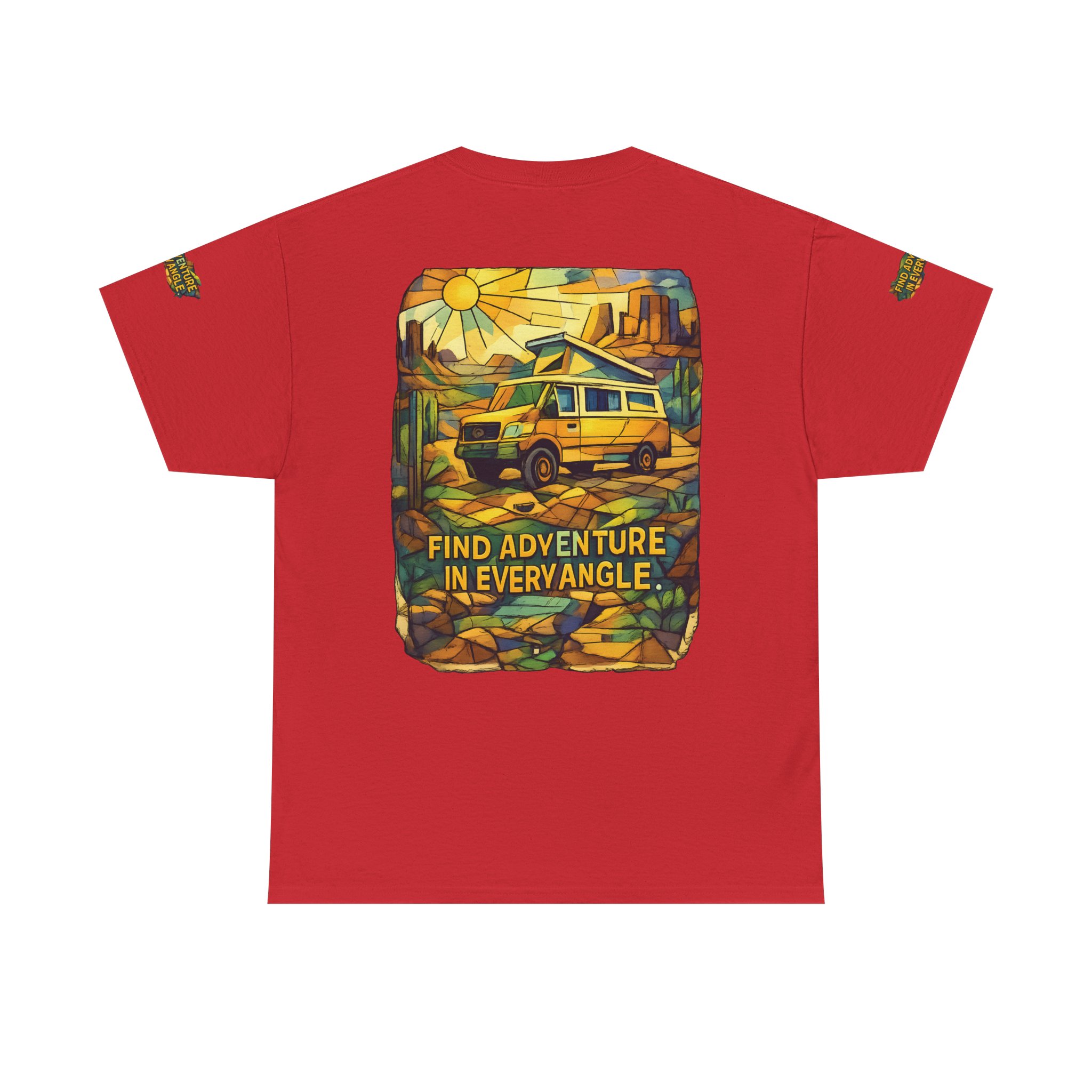 Unisex Heavy Cotton Tee — "Find Adventure In Every Corner" Design Cubic-Line