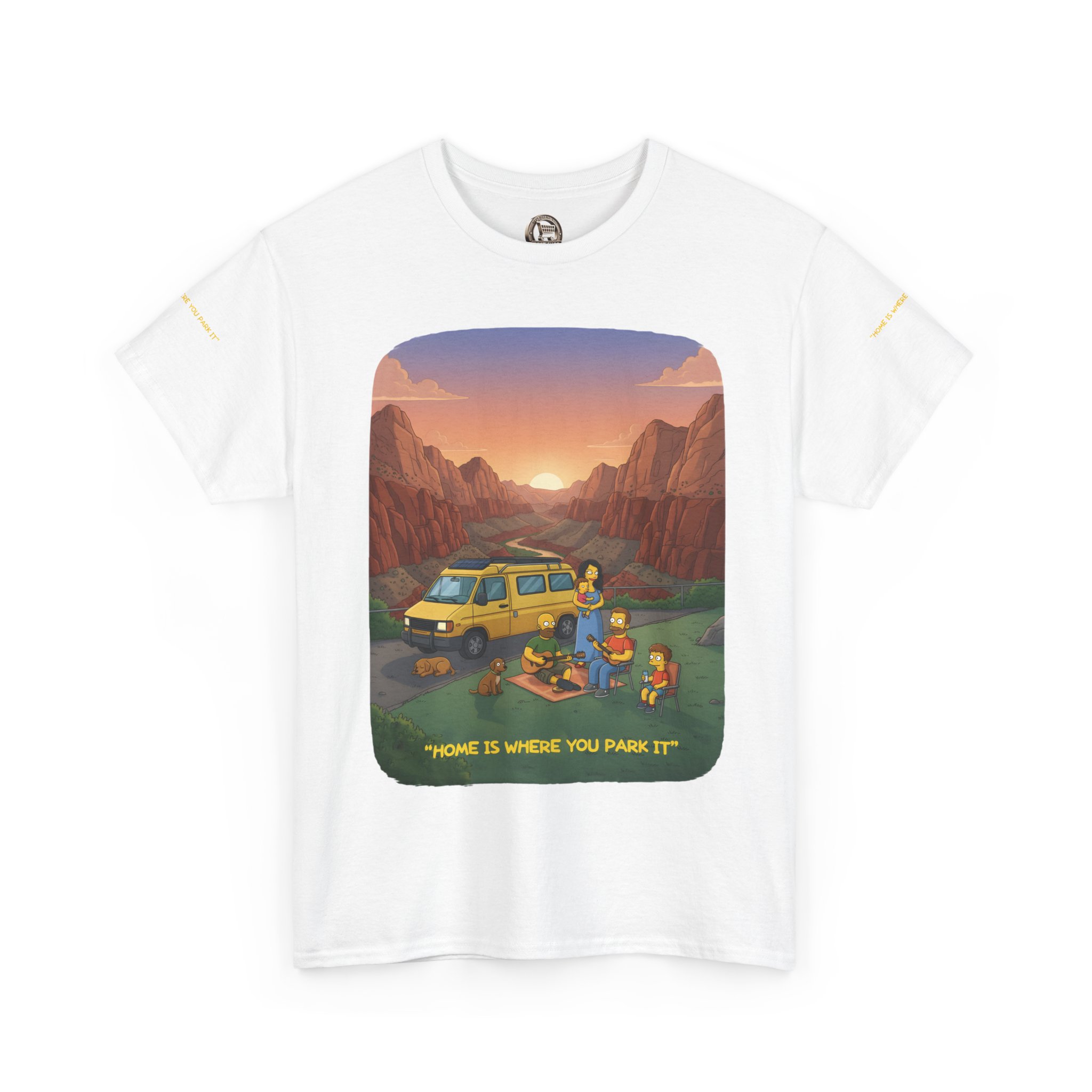 Unisex Heavy Cotton Tee — "Home Is Where You Park It" Design Sitcom-Line