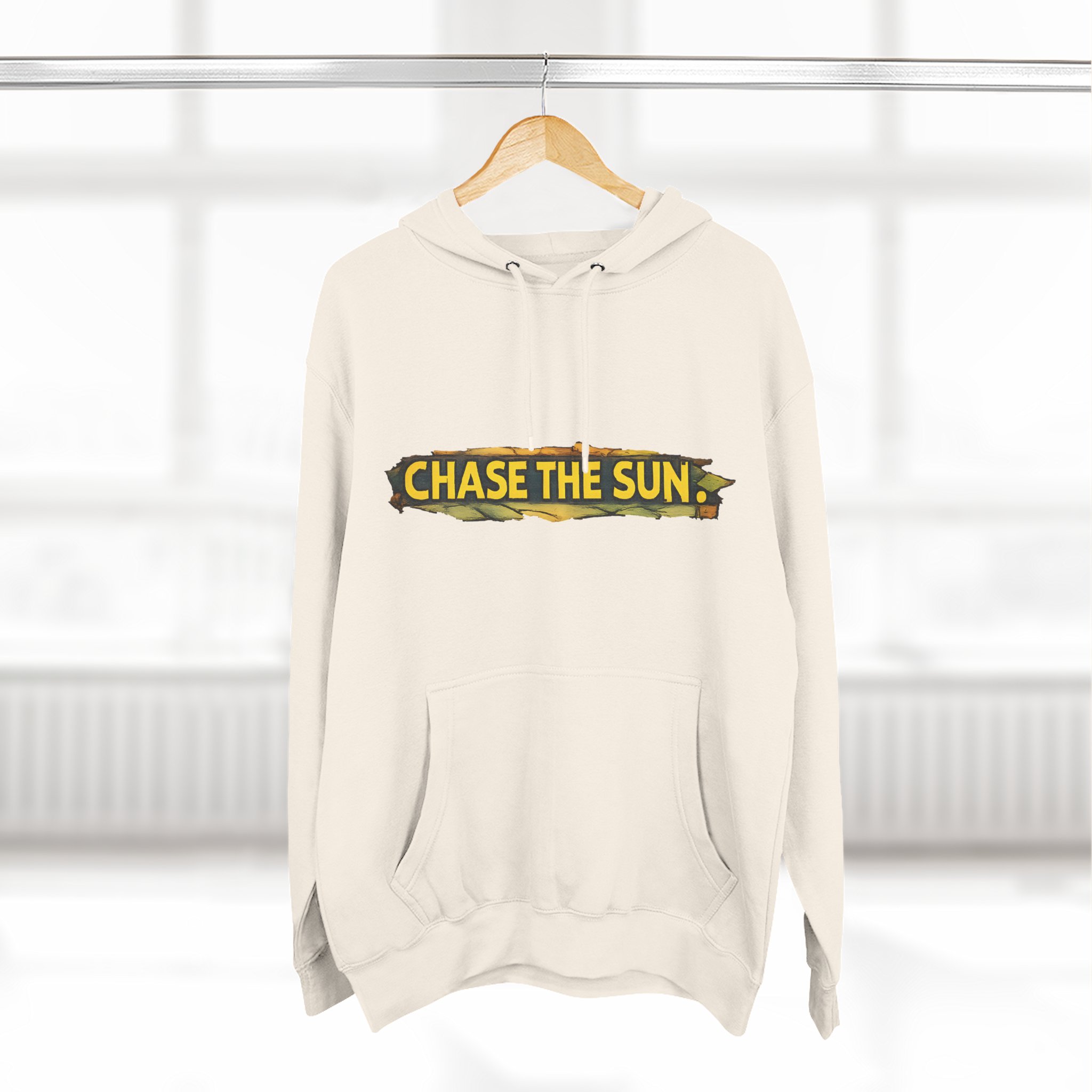 Three-Panel Fleece Hoodie - "Chase The Sun" Design Cubic-Line