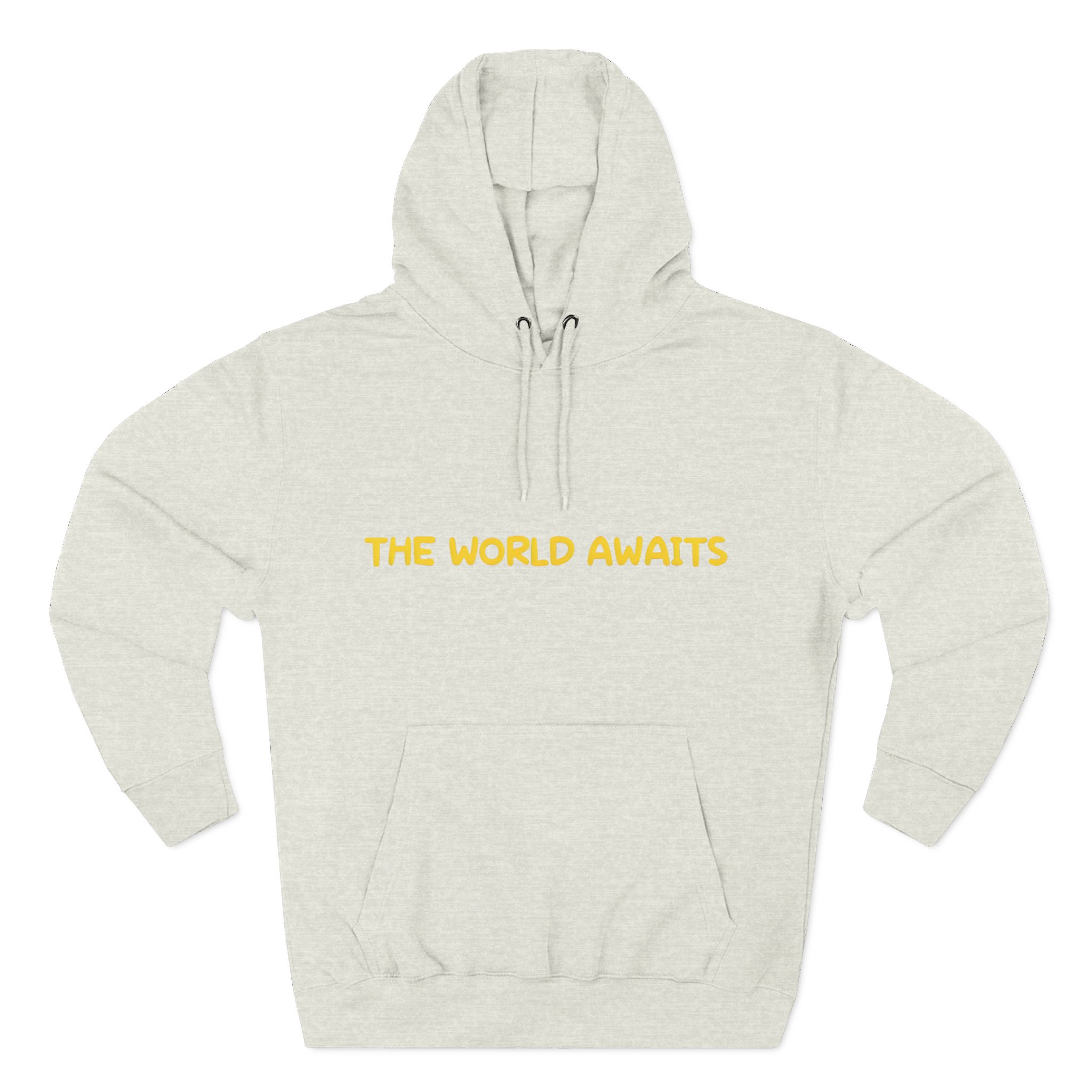 Three-Panel Fleece Hoodie - "The World Awaits" Design Sitcom-Line