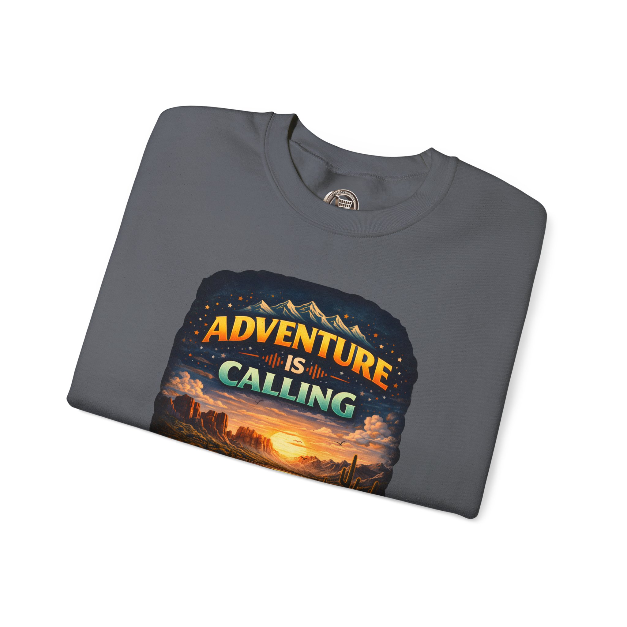 Unisex Heavy Blend™ Crewneck Sweatshirt — "Adventure Is Calling" Design Scenic-Line
