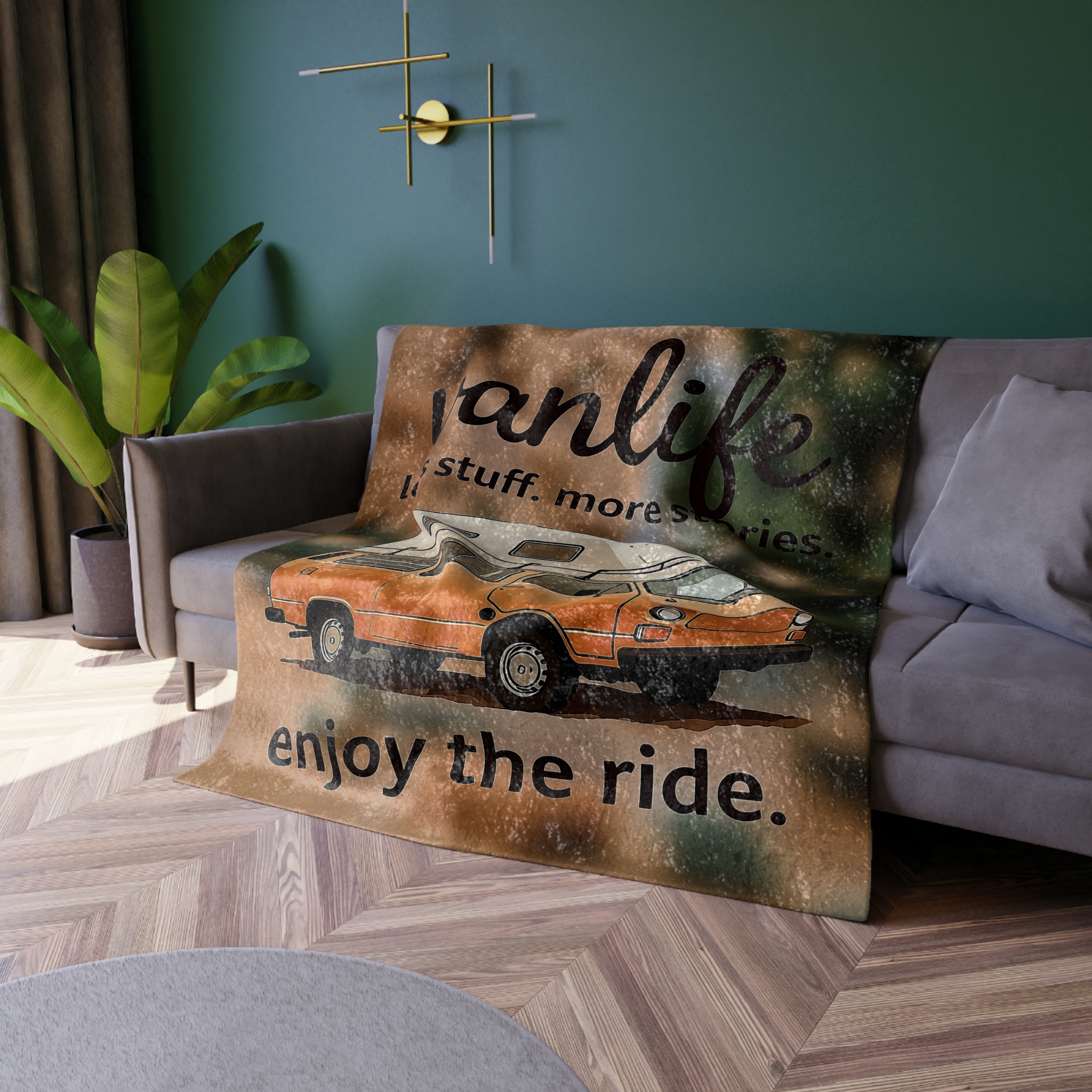 Crushed Velvet Blanket — Vanlife Camper Blanket: “vanlife — less stuff, more stories. enjoy the ride.” Cozy Travel Throw for Campers & [...]