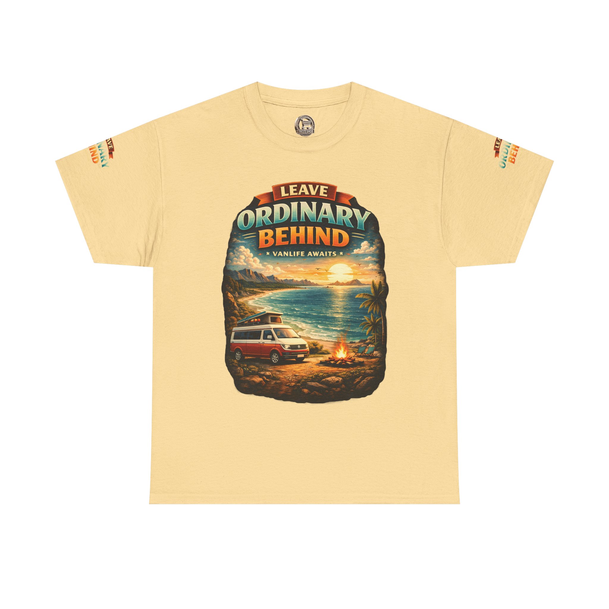 Unisex Heavy Cotton Tee — "Leave Ordinary Behind" Design Scenic-Line