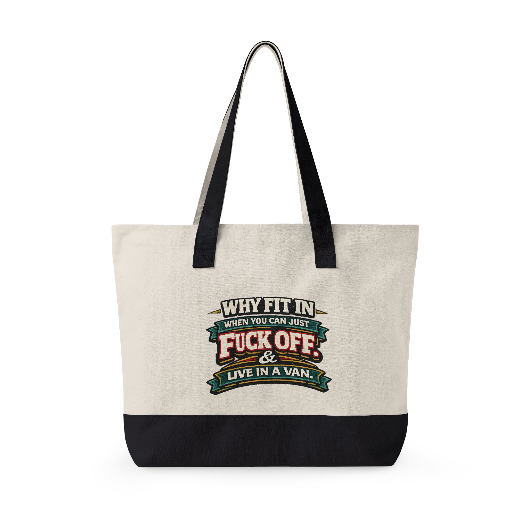 Zippered Canvas Tote — "Why Fit In" (Design F**K-Line)